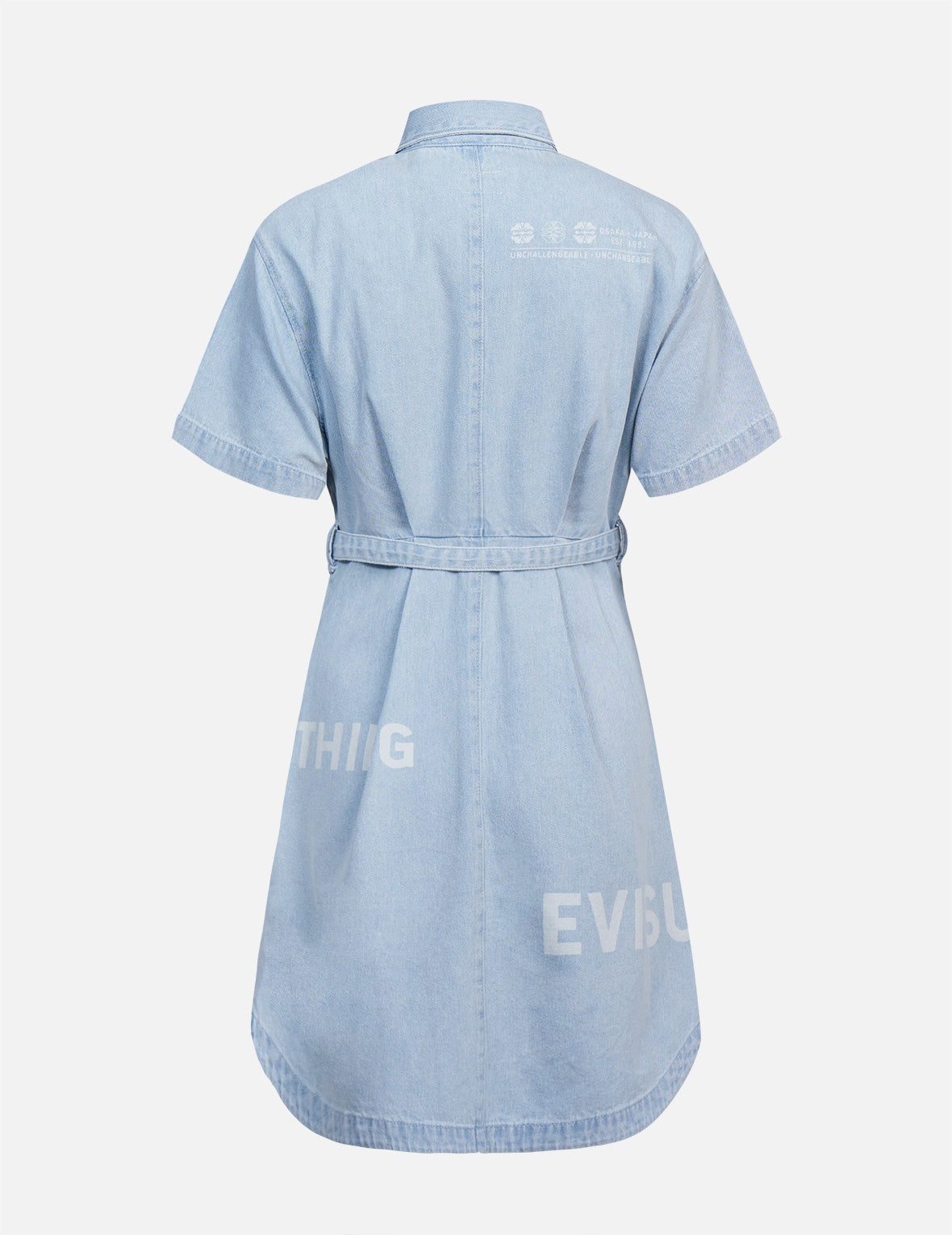 Logo Discharged Print Denim Shirt Dress - 8