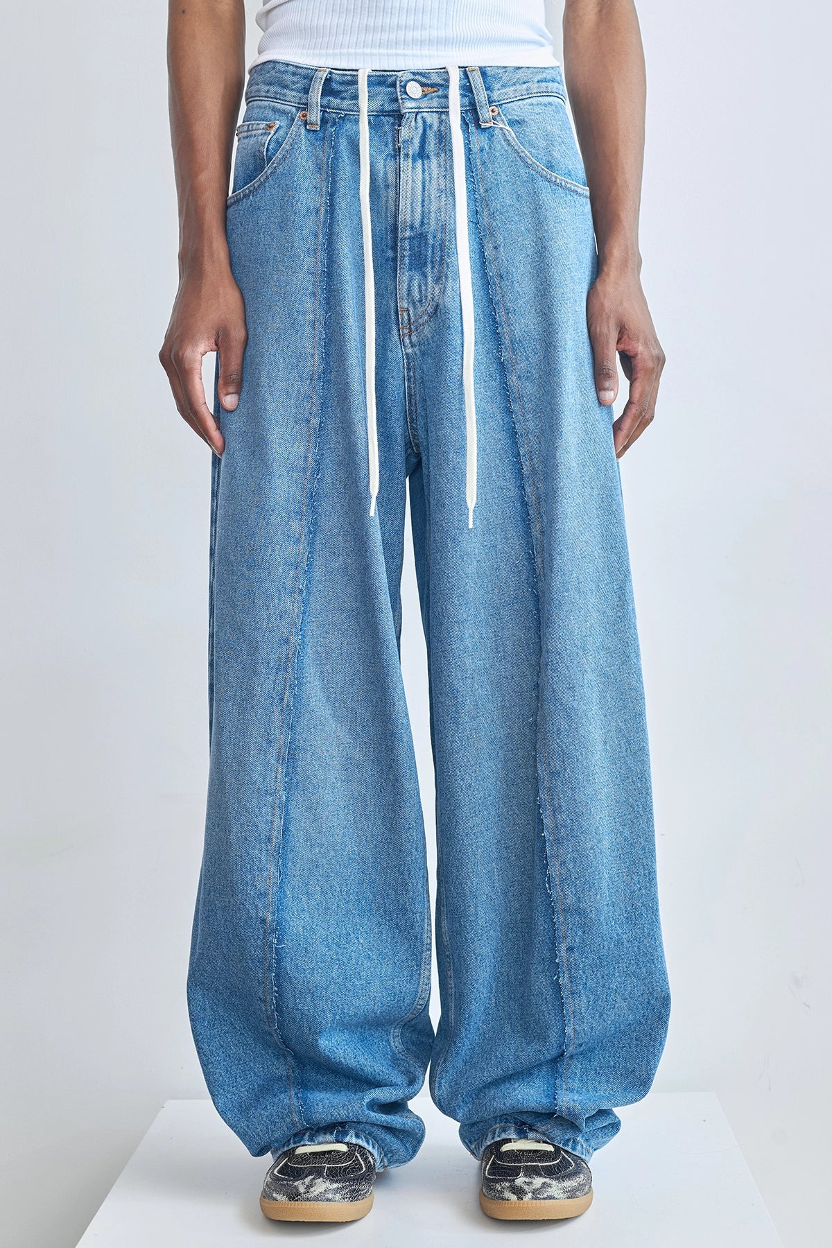 MM6 Blue Denim With Front Seam Medium Blue - 4