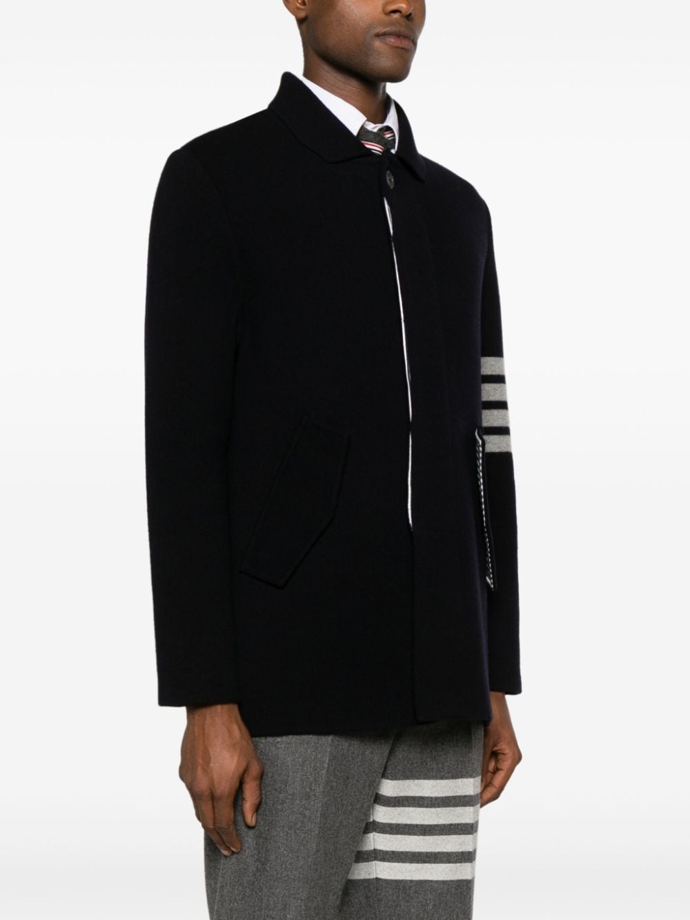 stripe-detailing wool blend cardi-coat - 3