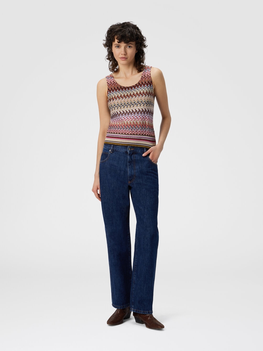 Zigzag Tank Top with Ribbed Detail - 2