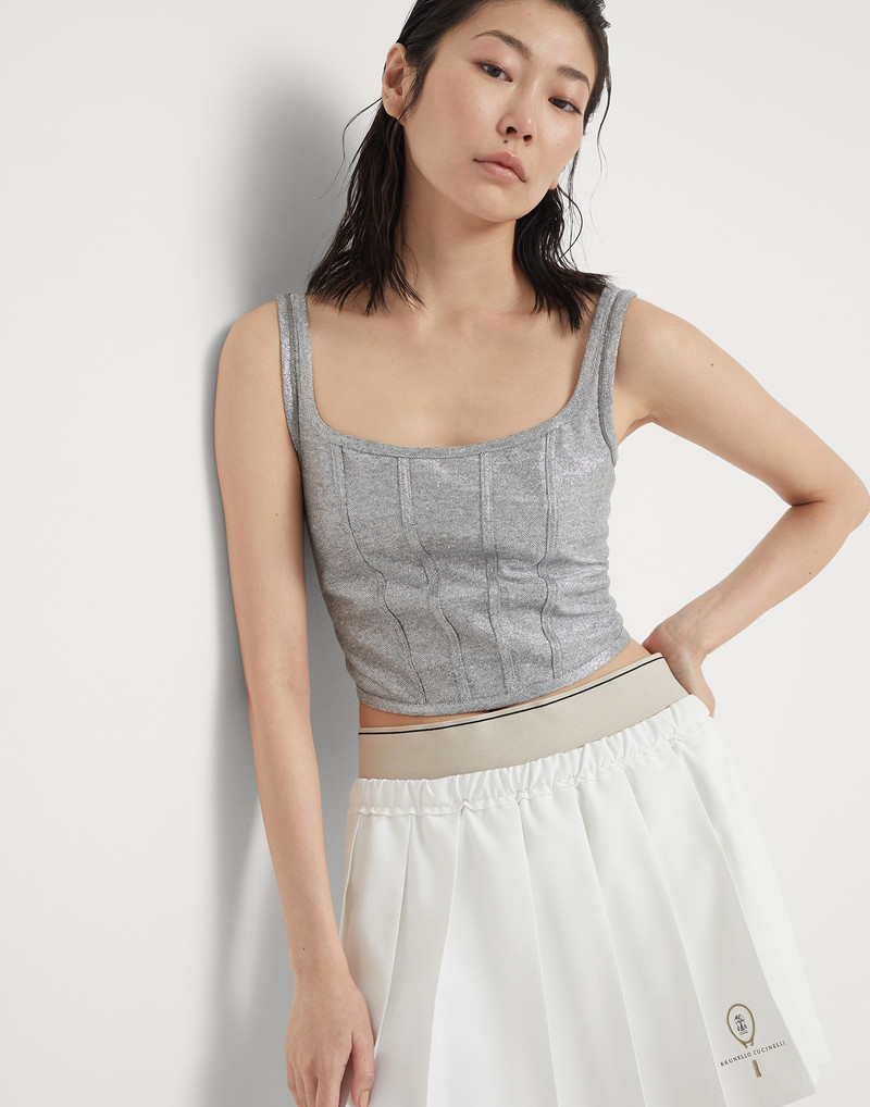 Linen 과 cotton sparkling jersey 상단 와 빛나는 트림 4