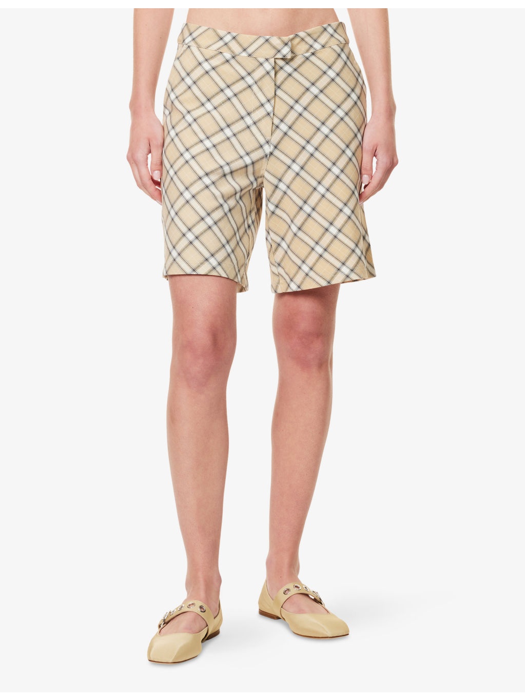 Sloane Check-Print Stretch-Woven Shorts - 3