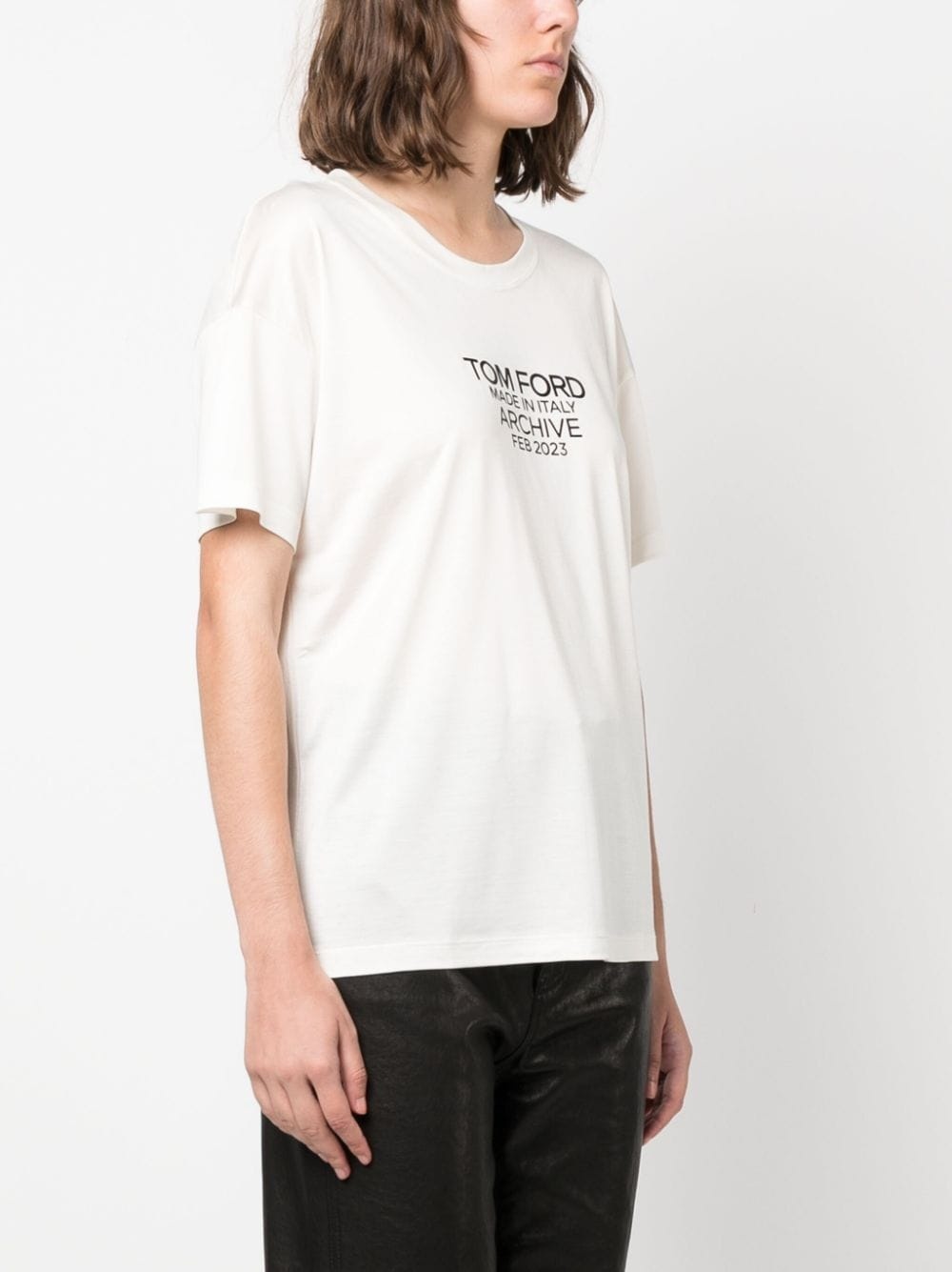 logo-print silk T-shirt - 3