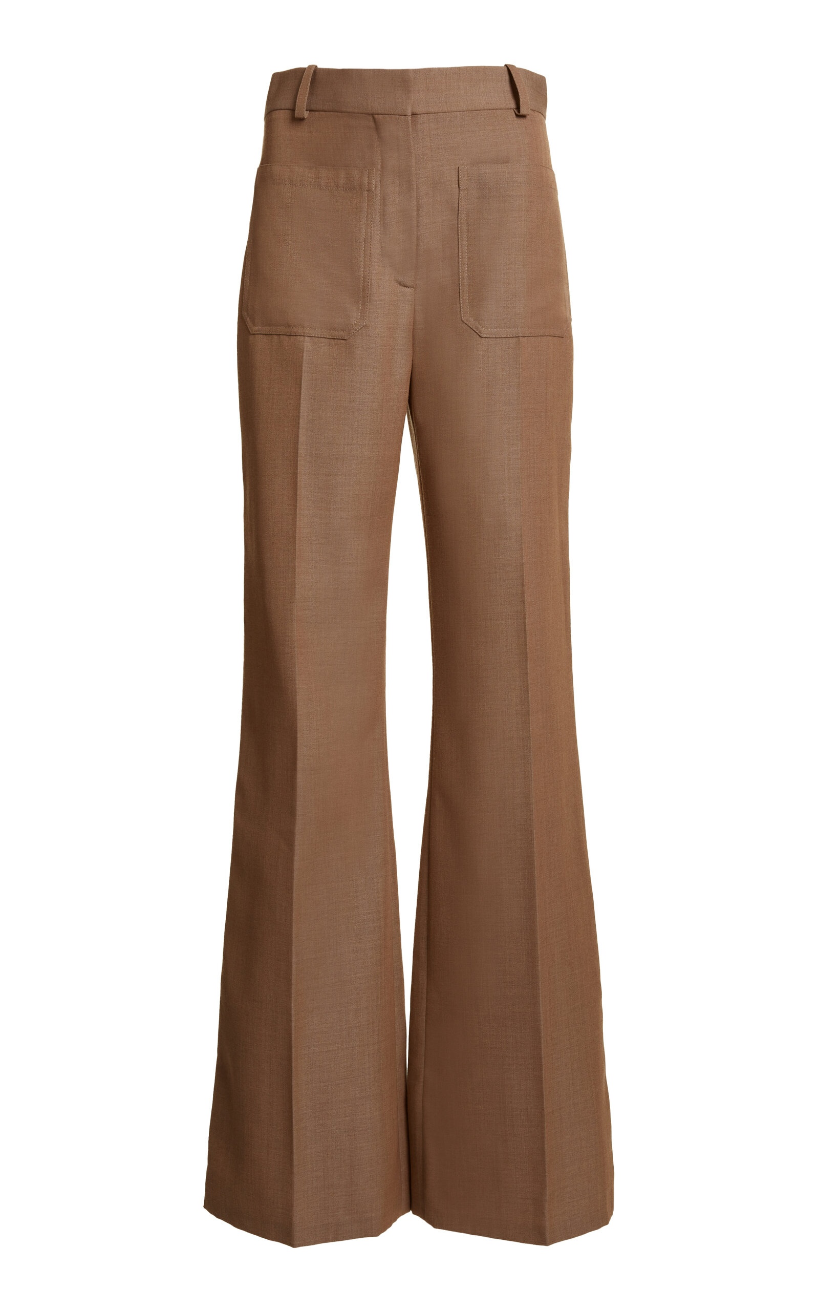 Flared Wool Pants brown - 1