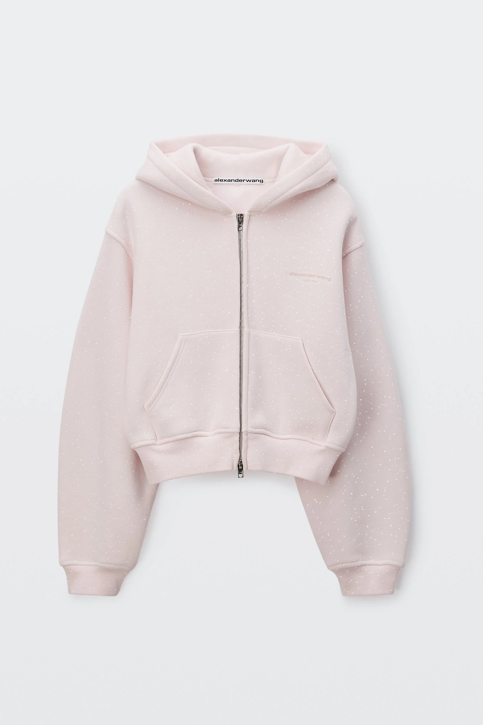 crystal hotfix zip-up hoodie - 1