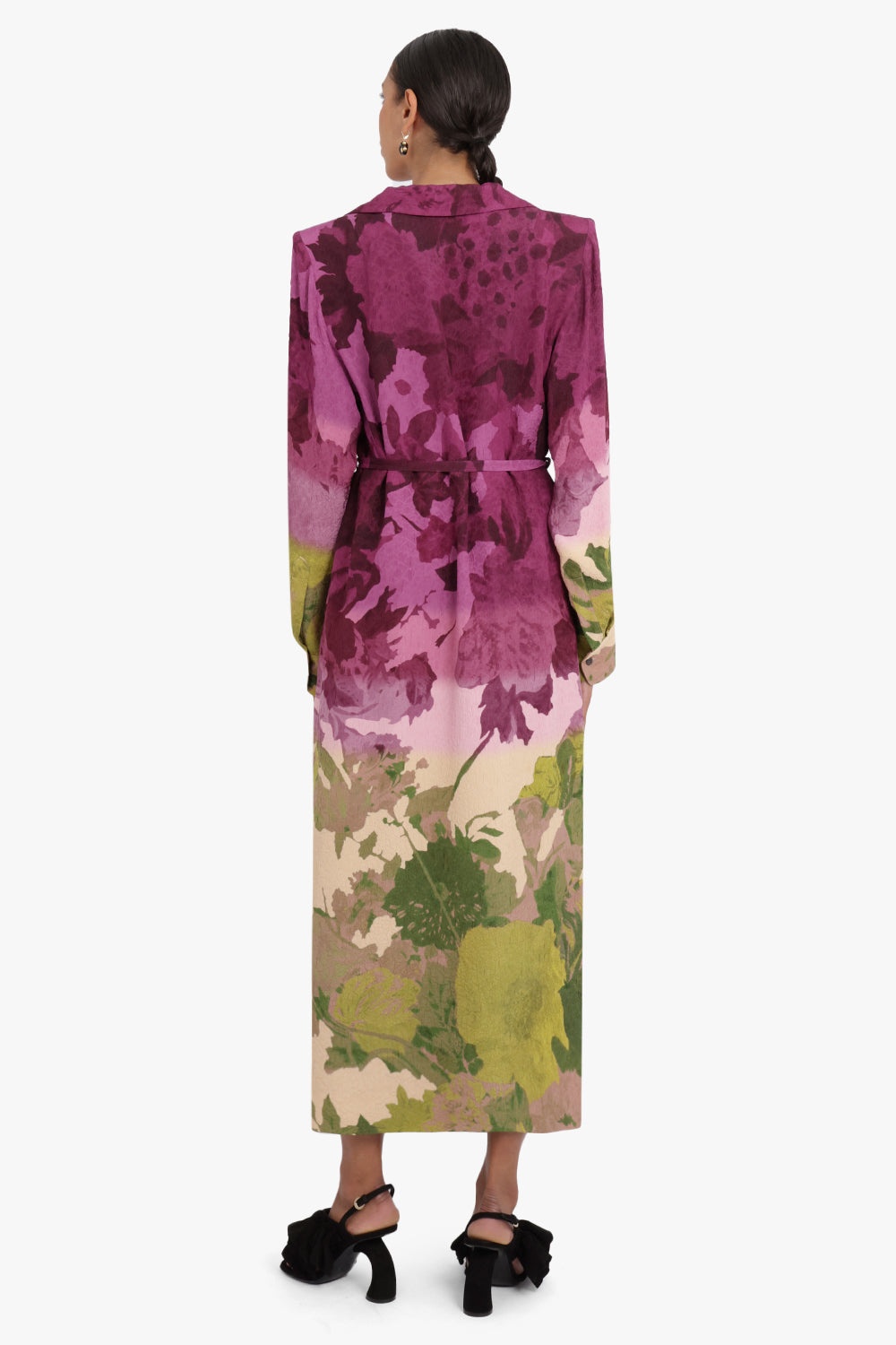 SILK PRINTED DRESS | BURGUNDY - 3