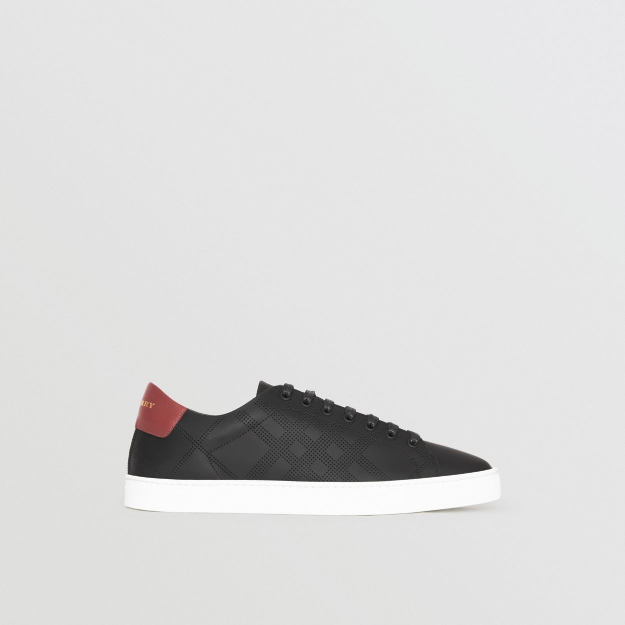 Perforated Check Leather Sneakers - 1