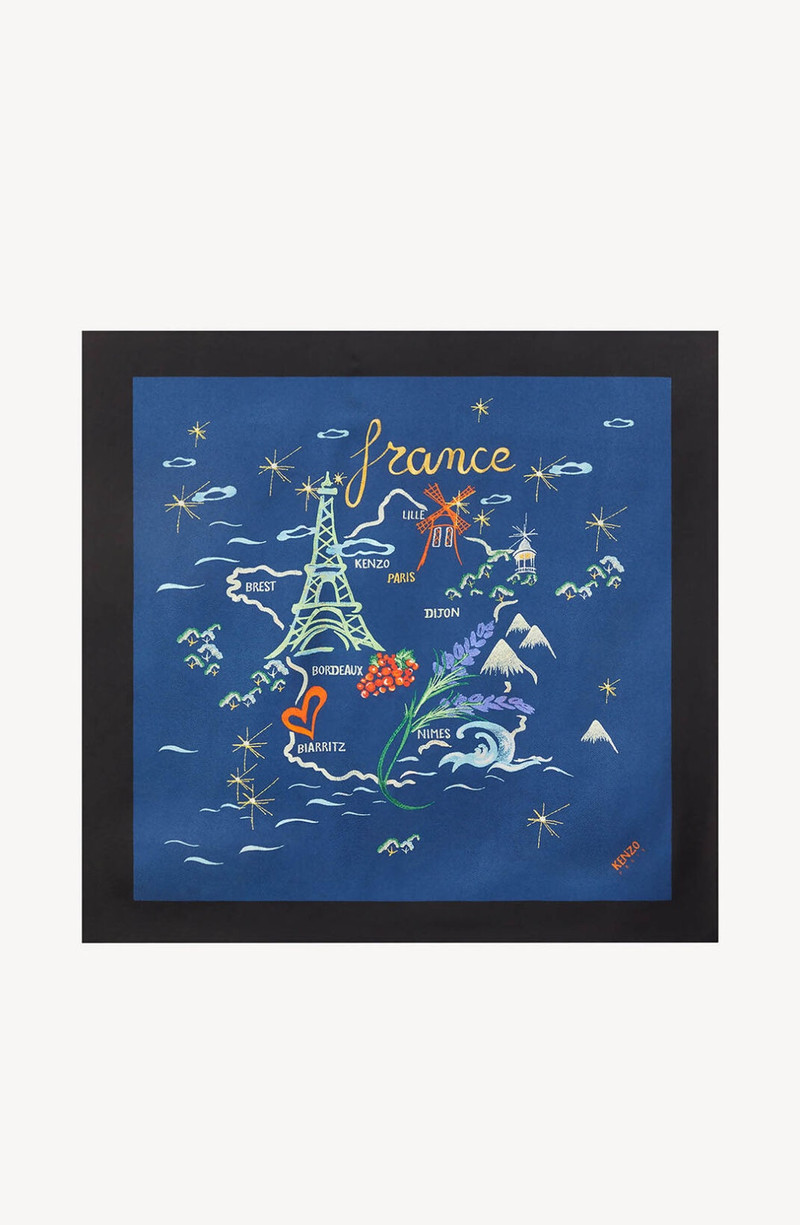 'France-Japan' silk square scarf 1