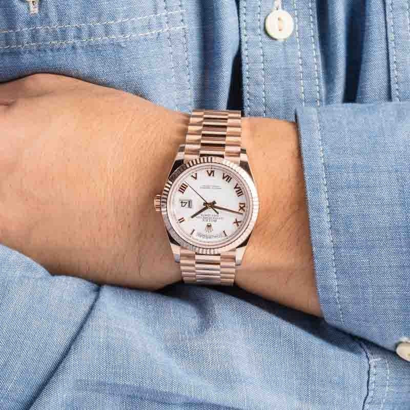 Pre-owned Rolex Day-Date 36 ref 128235 18k Everose Gold - 5