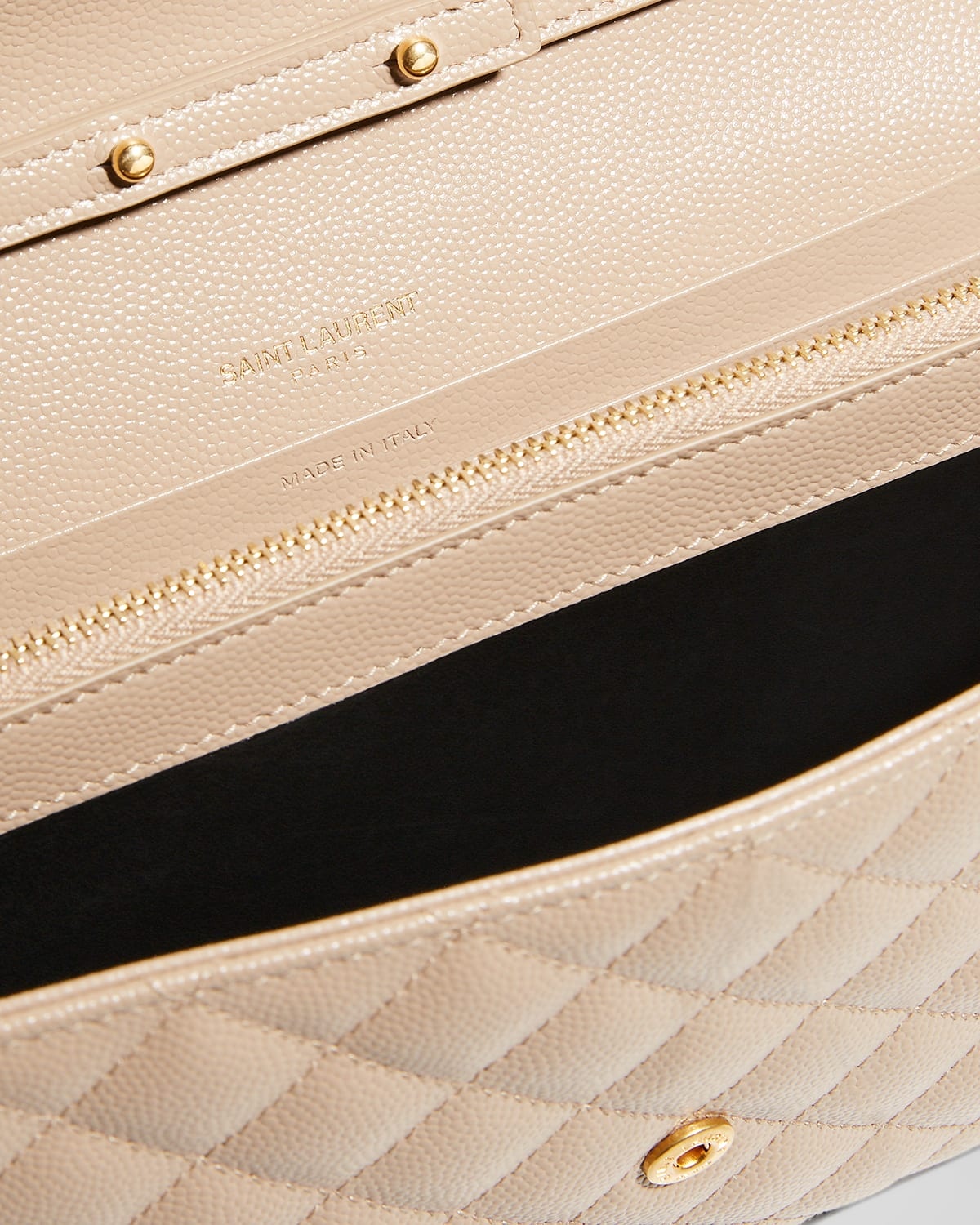 Envelope Triquilt YSL Wallet on Chain in Grained Leather - 4