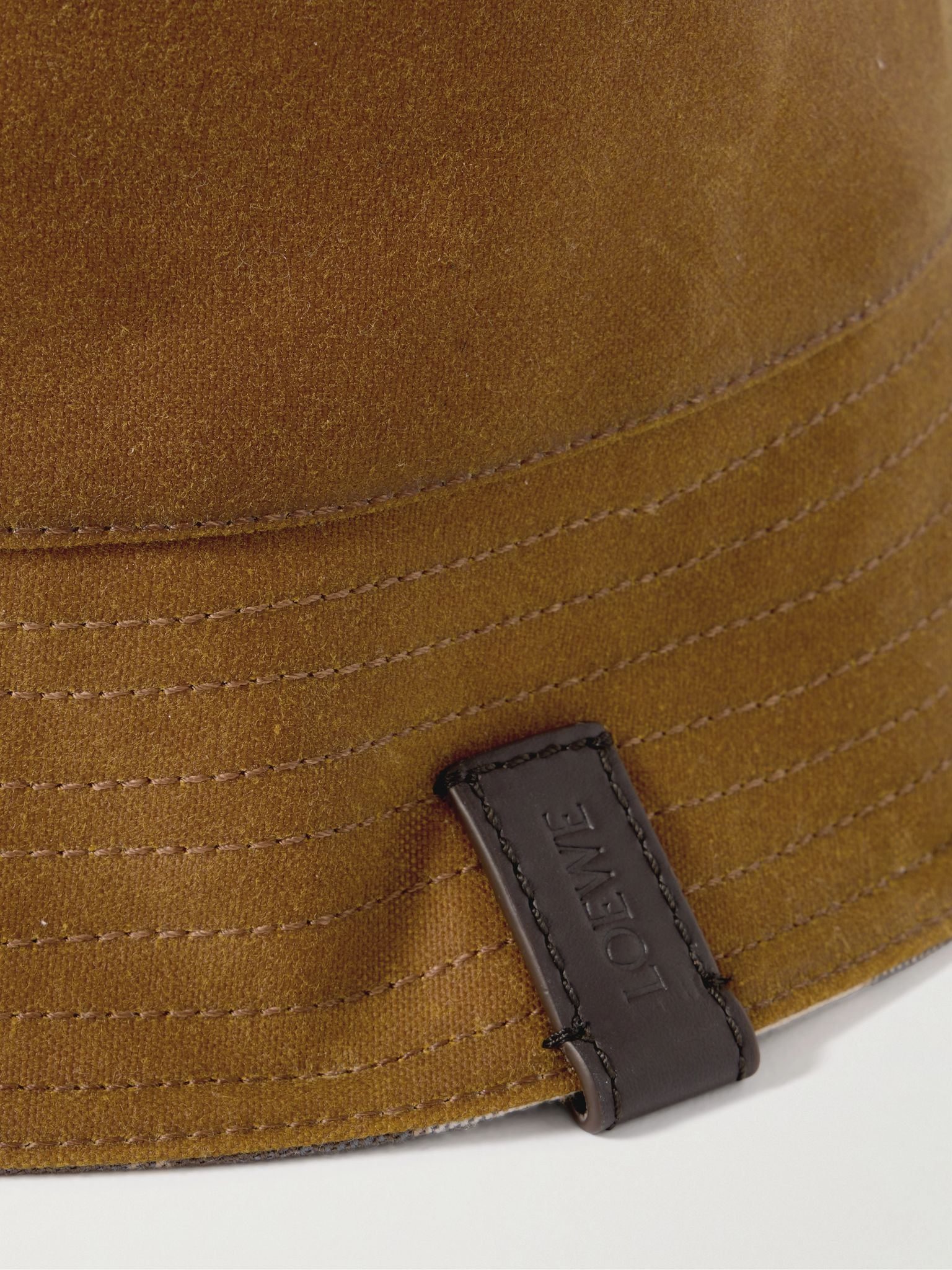 Reversible Leather-Trimmed Waxed Cotton-Canvas and Wool-Blend Bucket Hat Brown - 4