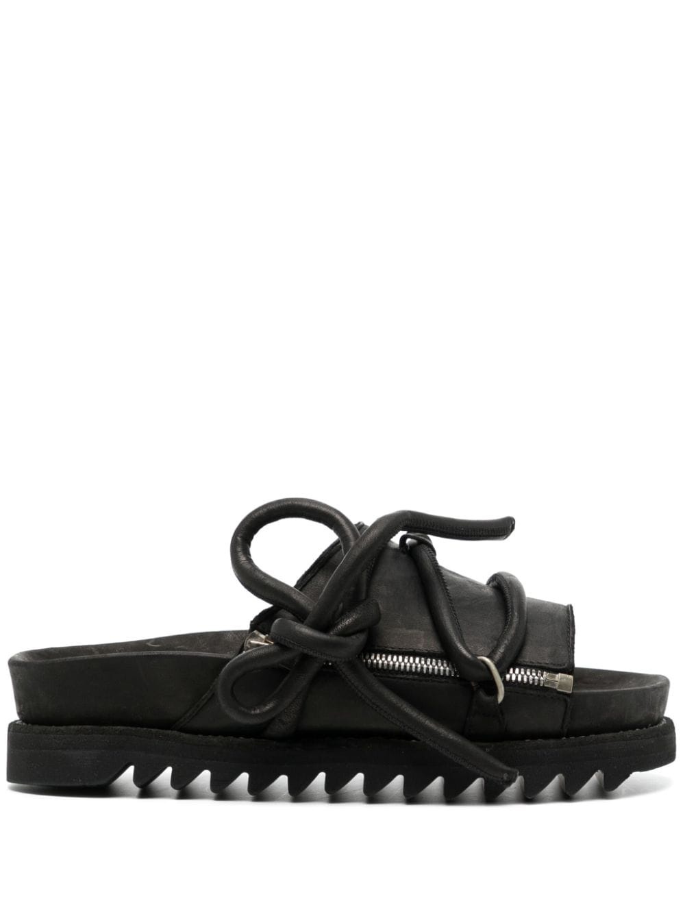lace-up leather sandals - 2