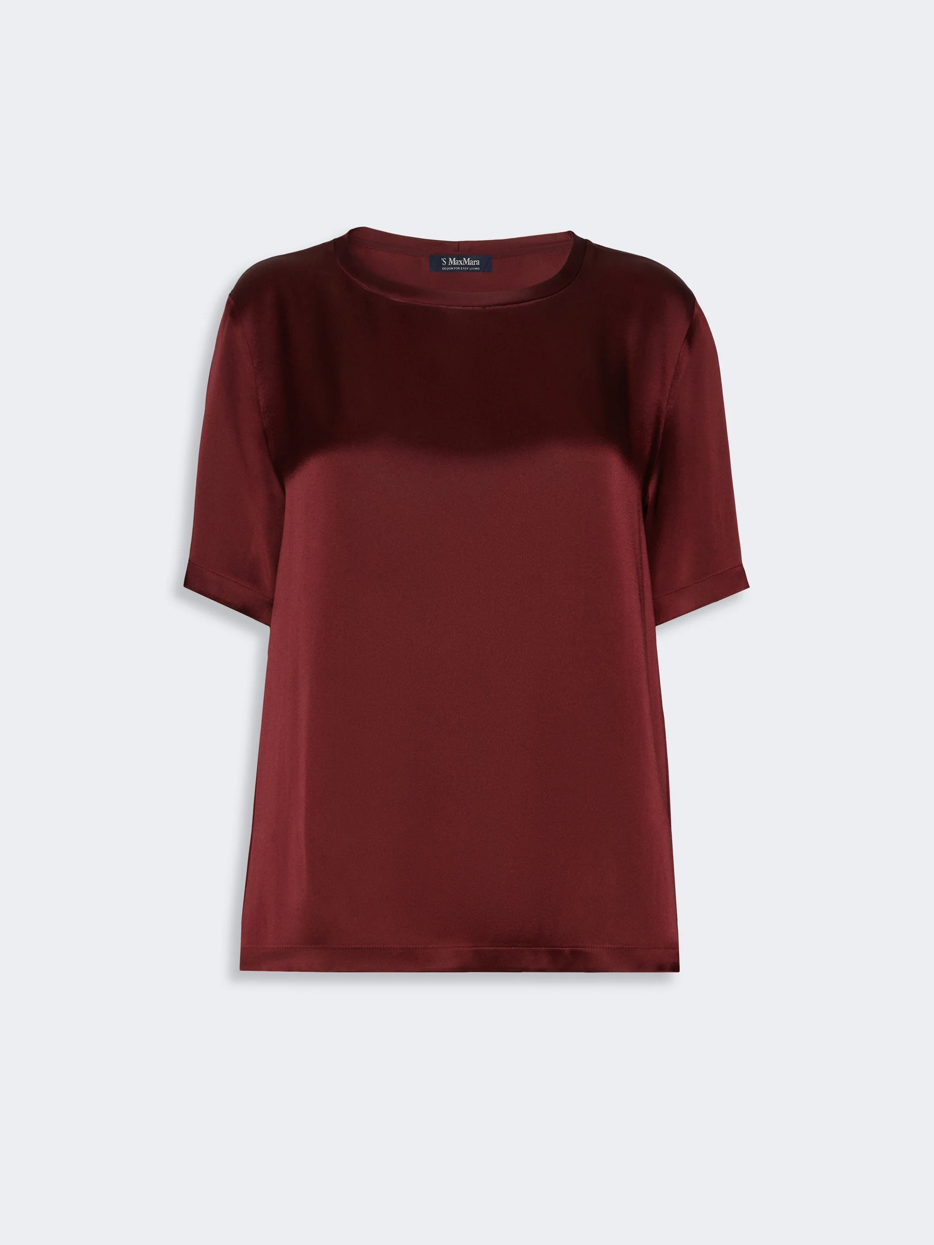 REBECCA Satin crew-neck blouse - BORDEAUX - 1
