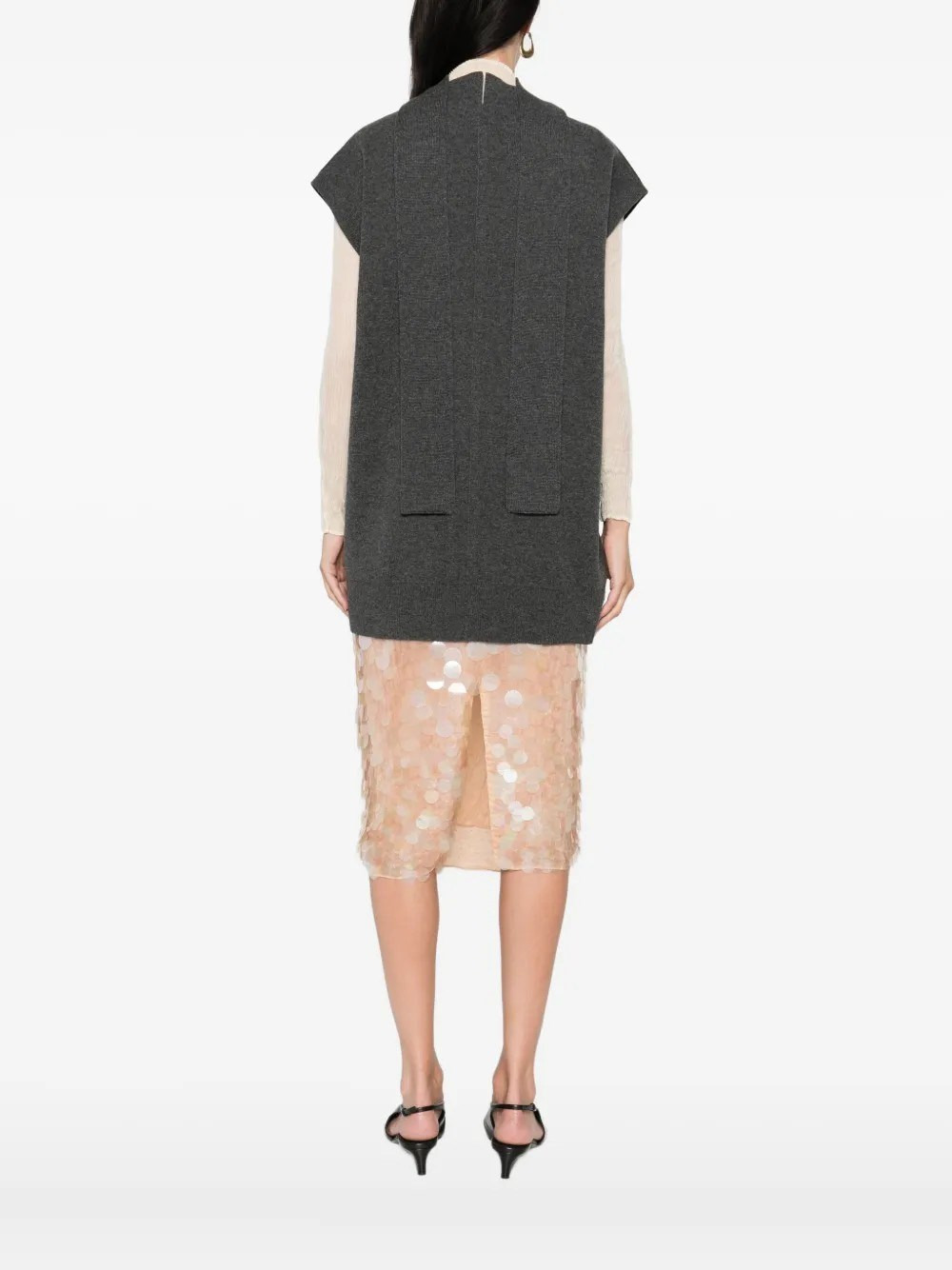 Scarf top in double face wool cashmere - 3