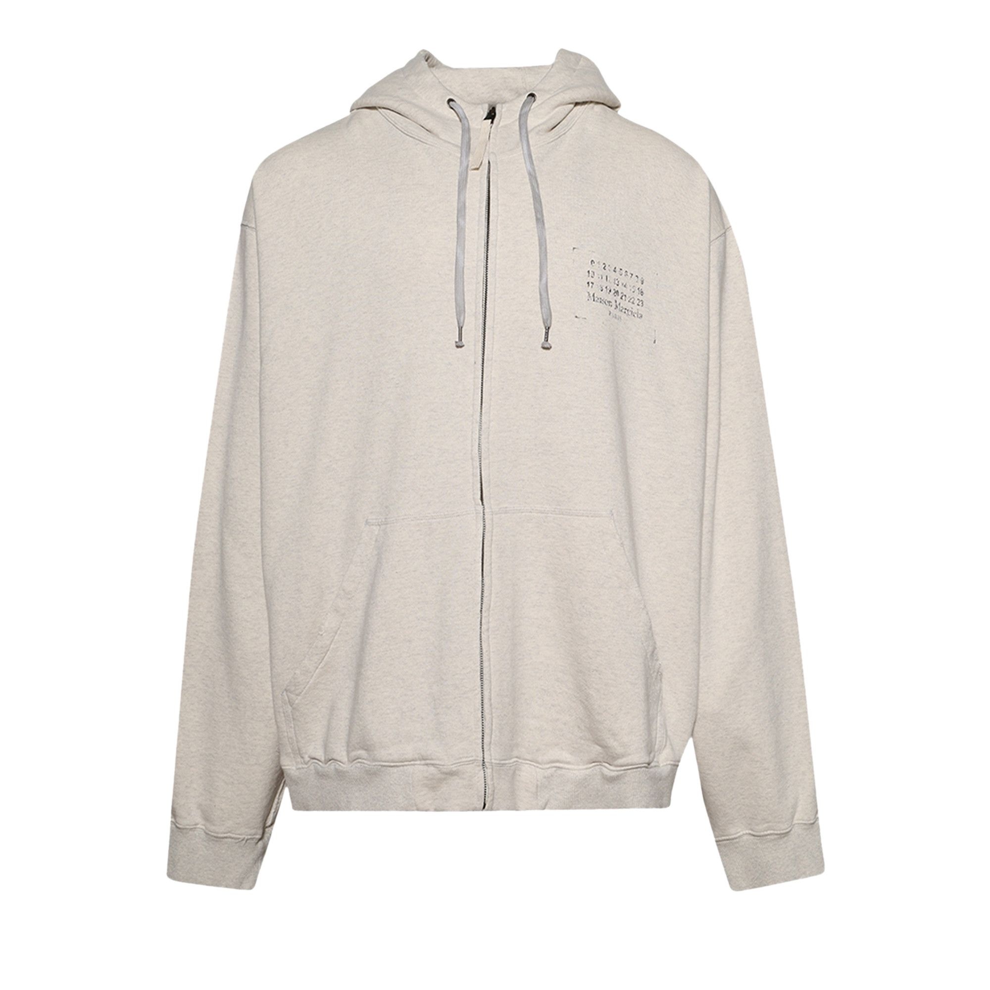Maison Margiela Stamp Logo Zip Hoodie 'Ecru Melange' - 1