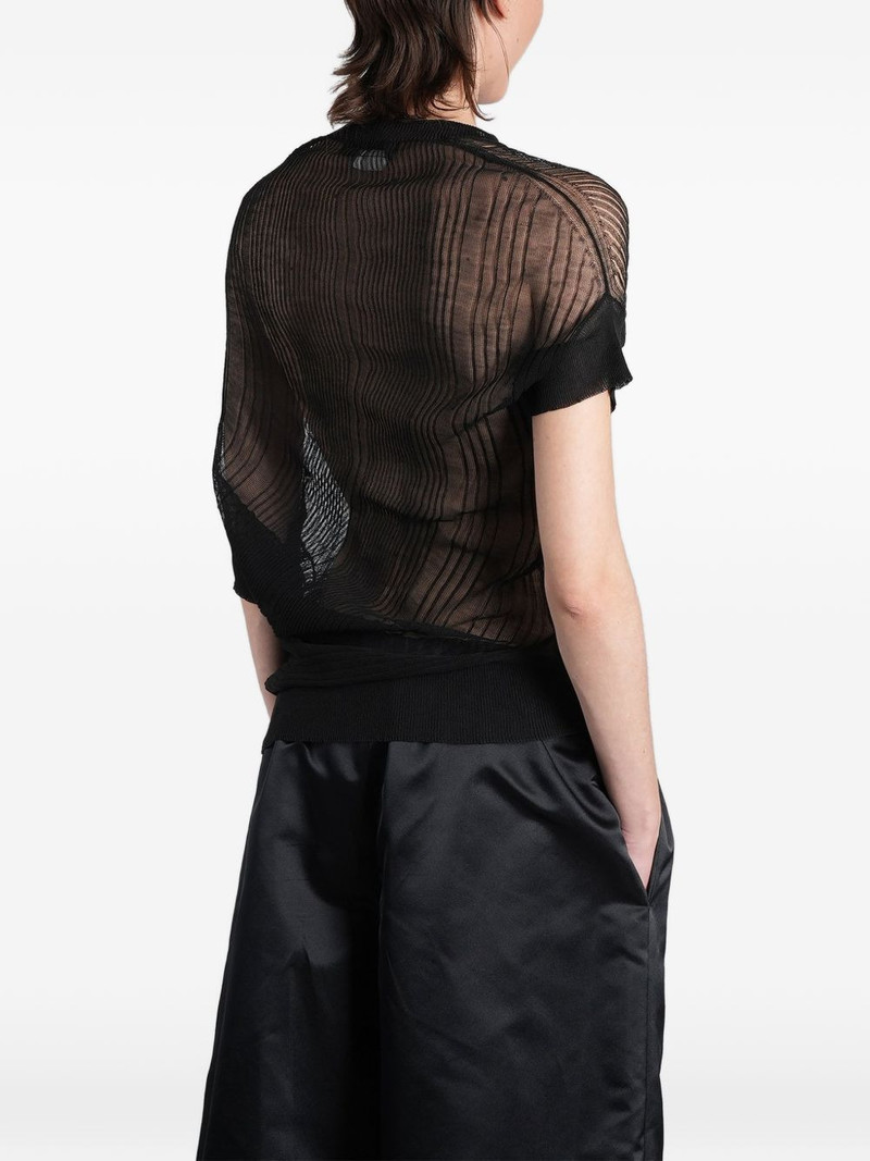 sheer-knit asymmetric T-shirt 4
