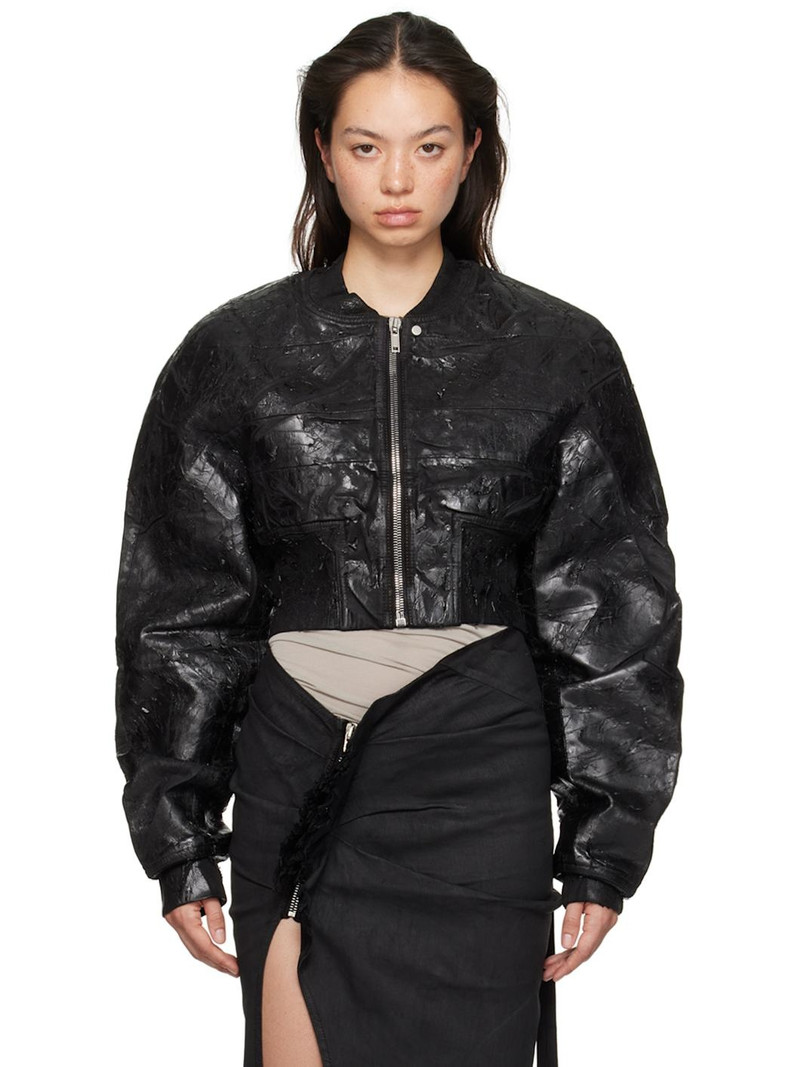 Black Collage Denim Bomber Jacket 1