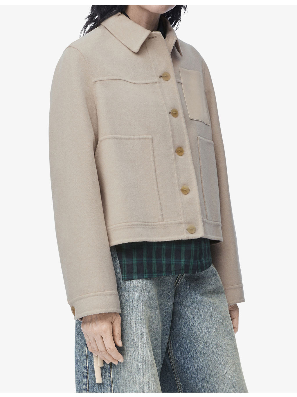 Workwear Logo-patch cashmere and wool jacket - 3