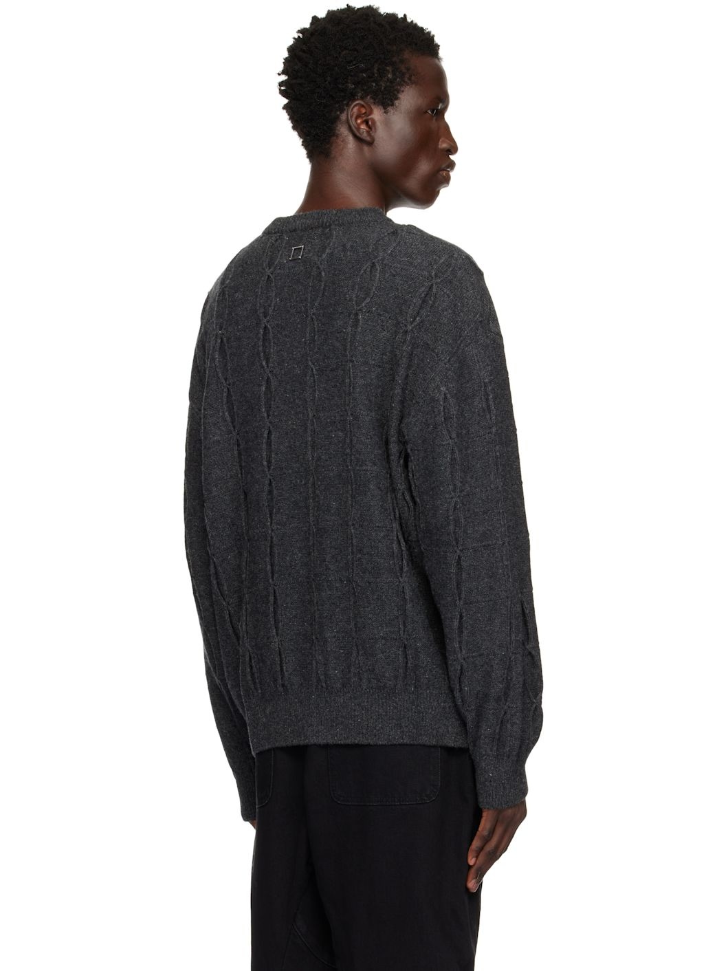 Gray Weaving Detail Sweater - 3
