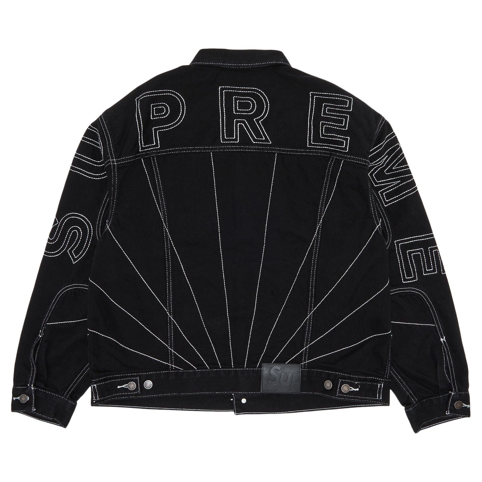 Supreme Radial Embroidered Denim Trucker Jacket 'Black' - 2