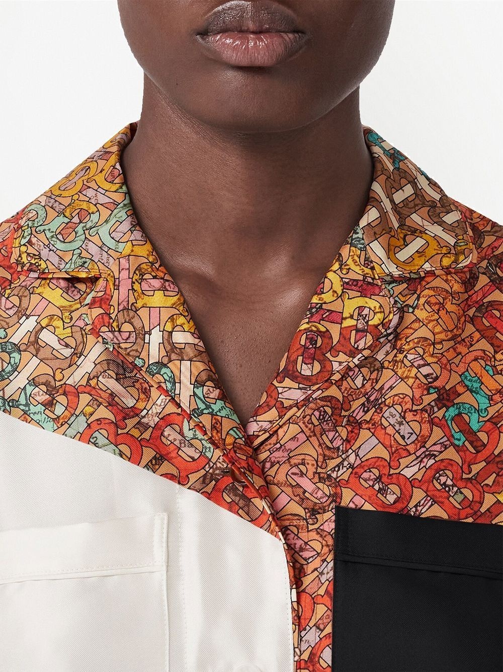 monogram-print silk shirt - 5