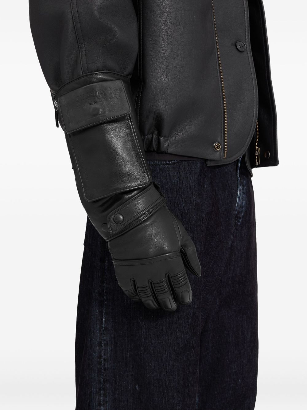 pocket-detail leather gloves - 2