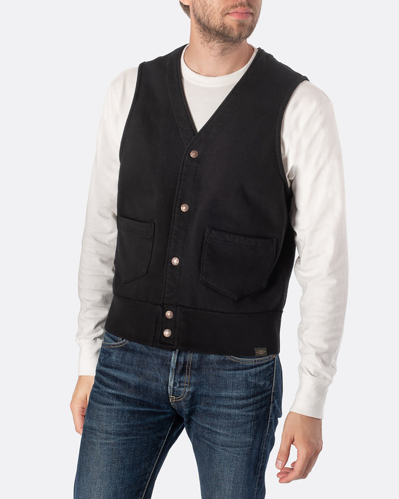 Iron Heart 14OZ ULTRA HEAVYWEIGHT LOOPWHEEL VEST – BLACK outlook