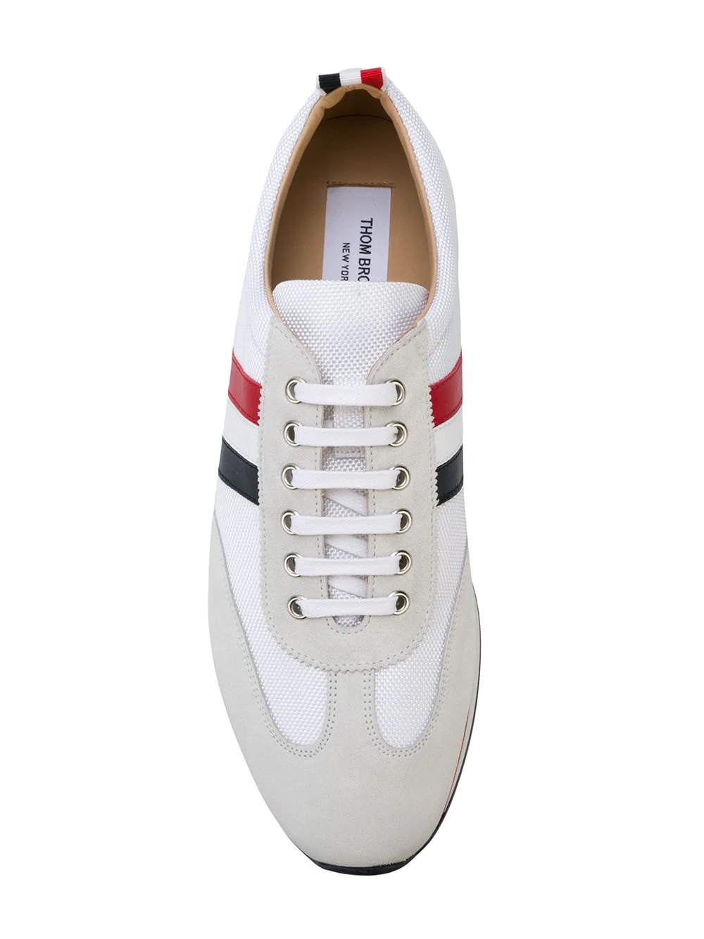 Running Shoe With Red, White And Blue Stripe In Suede & Cotton Blend Tech - 4