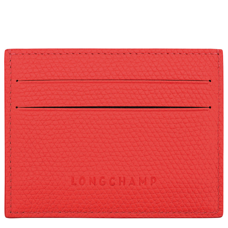Longchamp Le Roseau Card holder Vermilion - Leather outlook