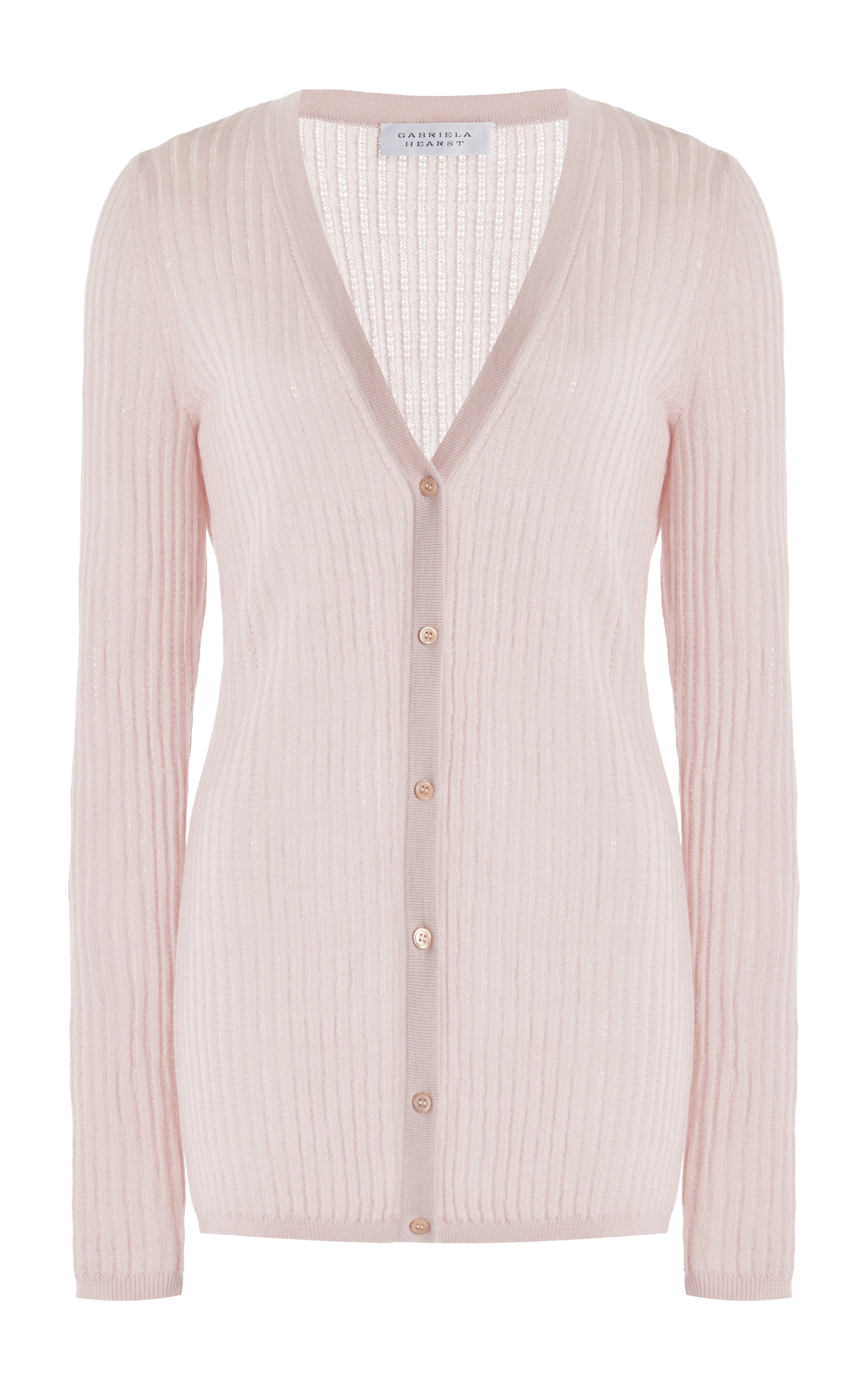 Emma Pointelle Cardigan in Blush Silk Cashmere - 1