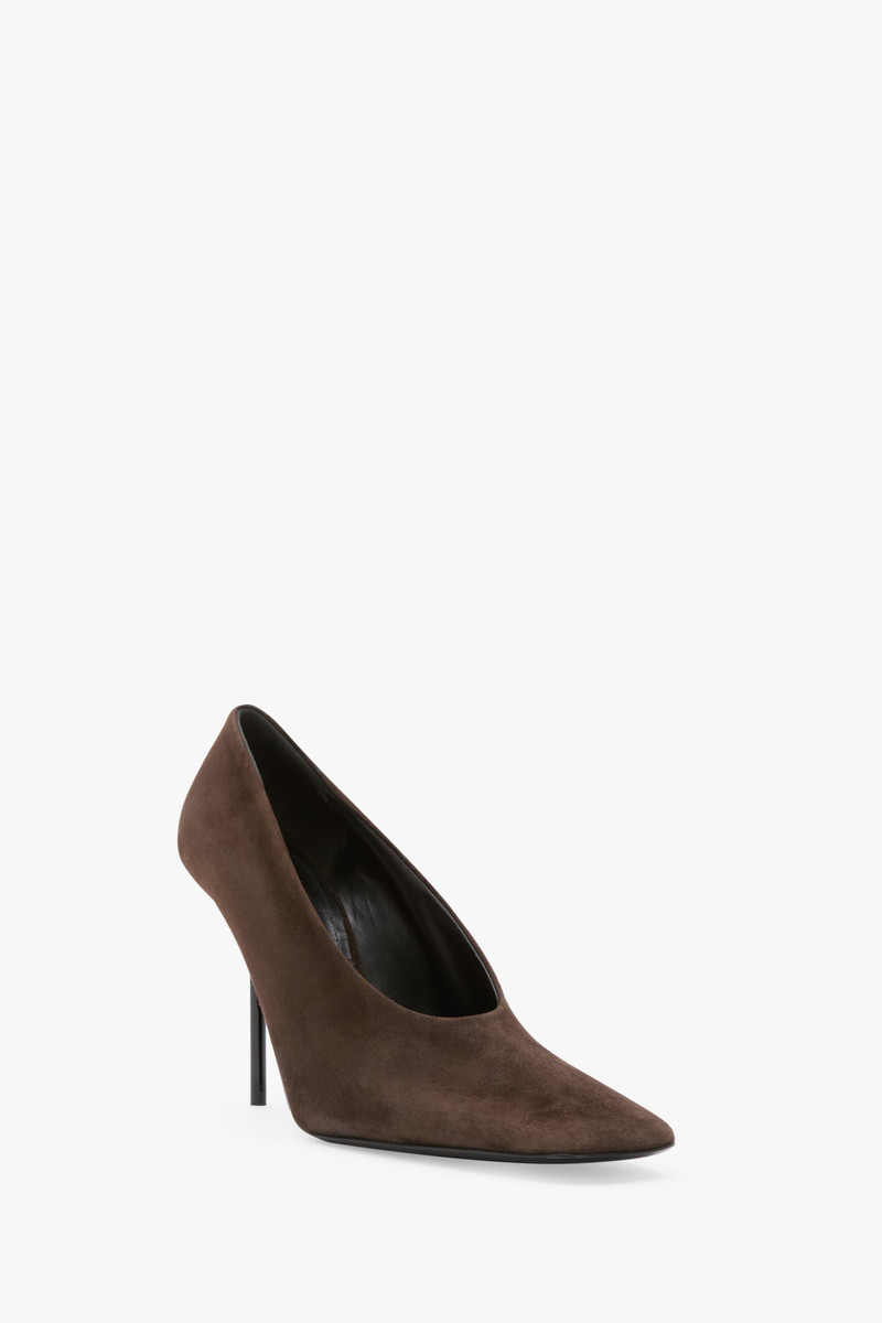 Victoria Beckham Olivia Stiletto Pump In Chocolate Brown Suede outlook