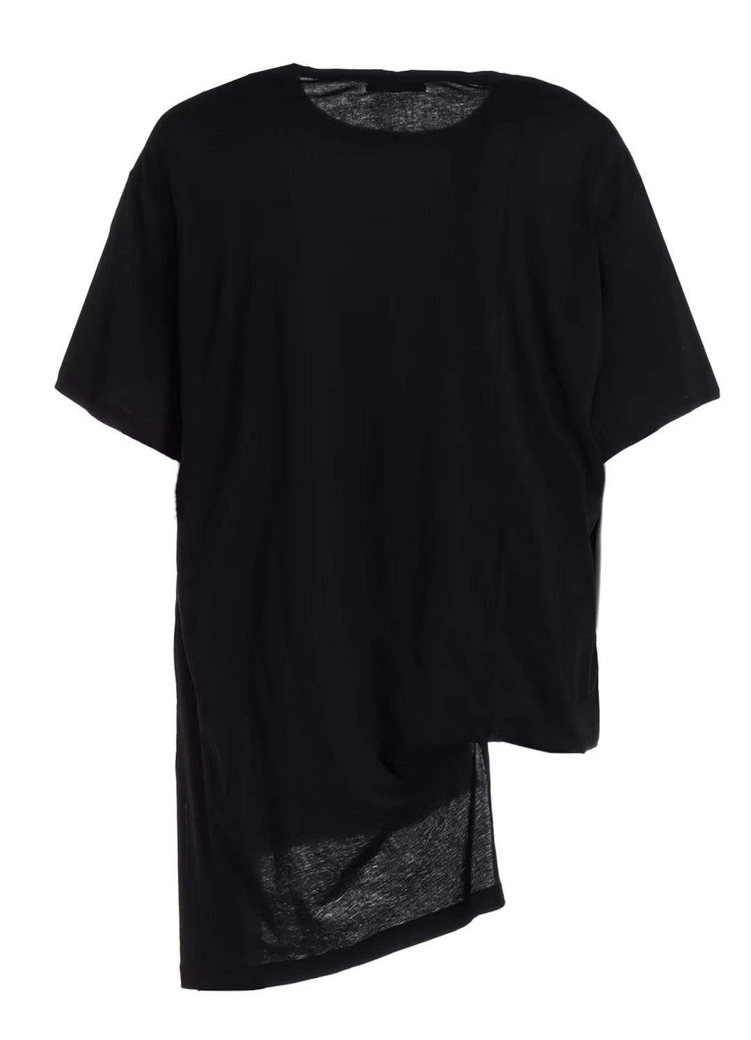 【ヨウジヤマモト】ASYMMETRICAL T-SHIRT SOFT JERSEY ASYMMETRICAL T-SHIRT WITH GATHERED STRINGS – THE