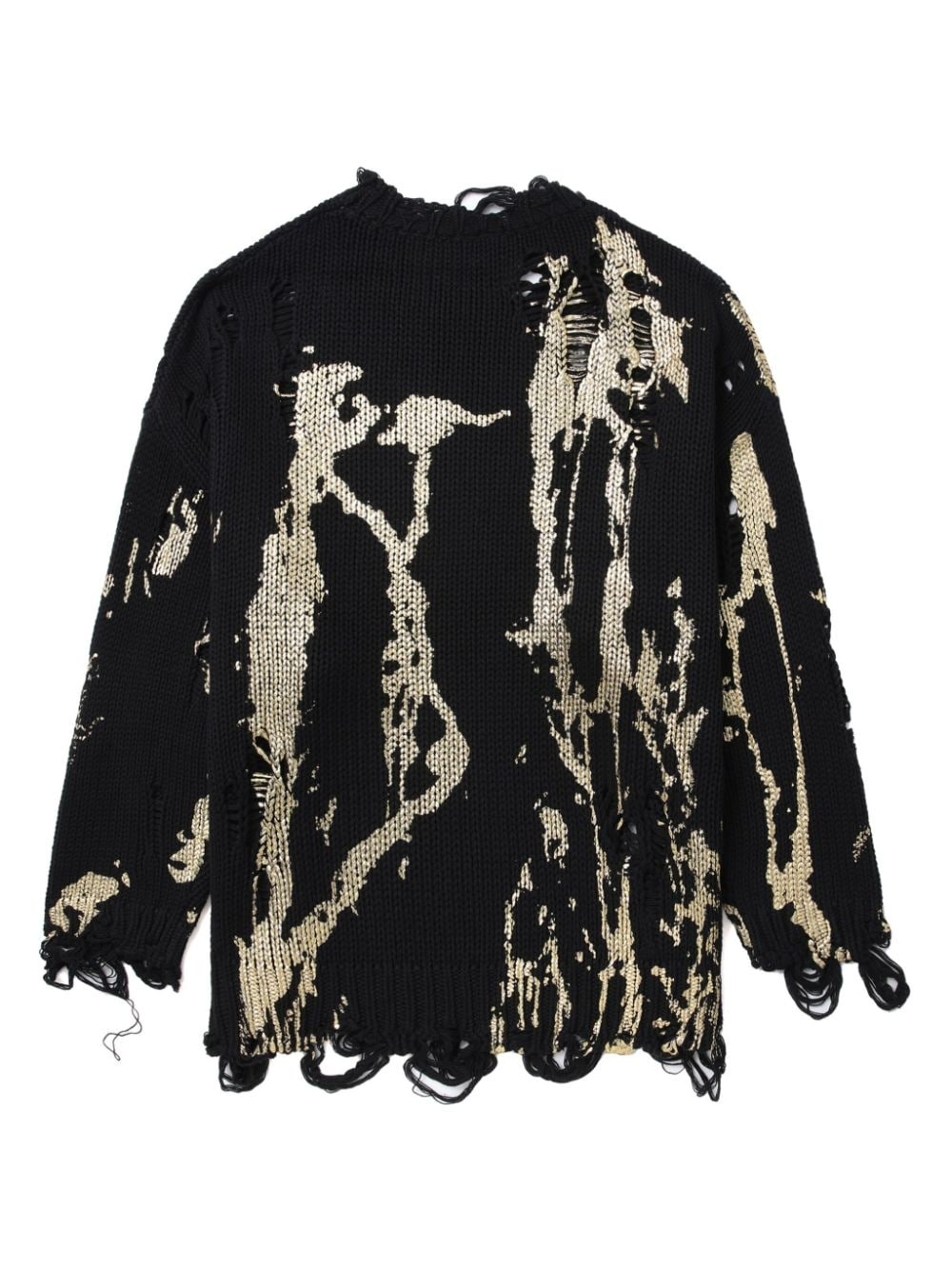 painterly-print distressed jumper - 6