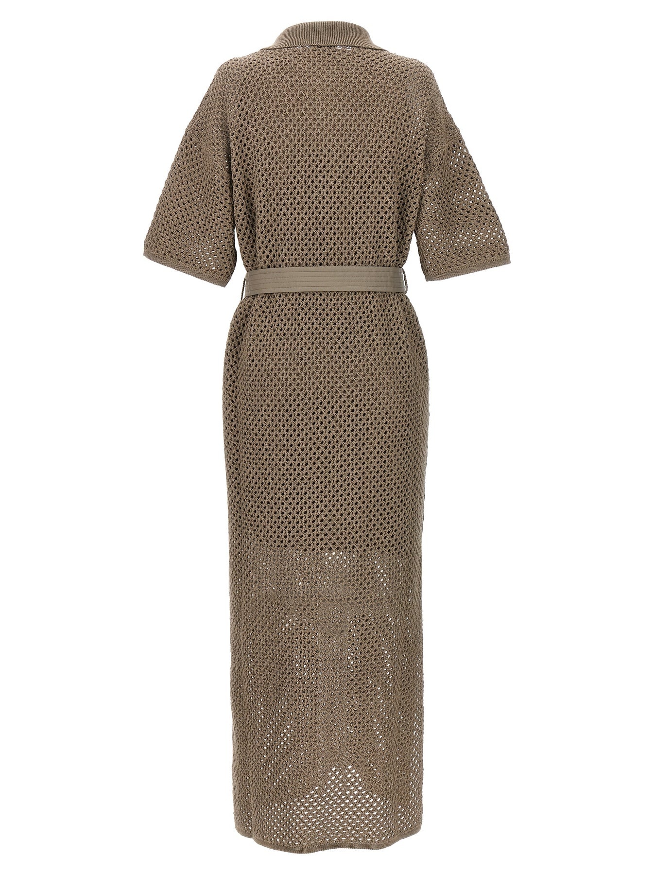 Knitted Midi Dress Dresses Beige - 2