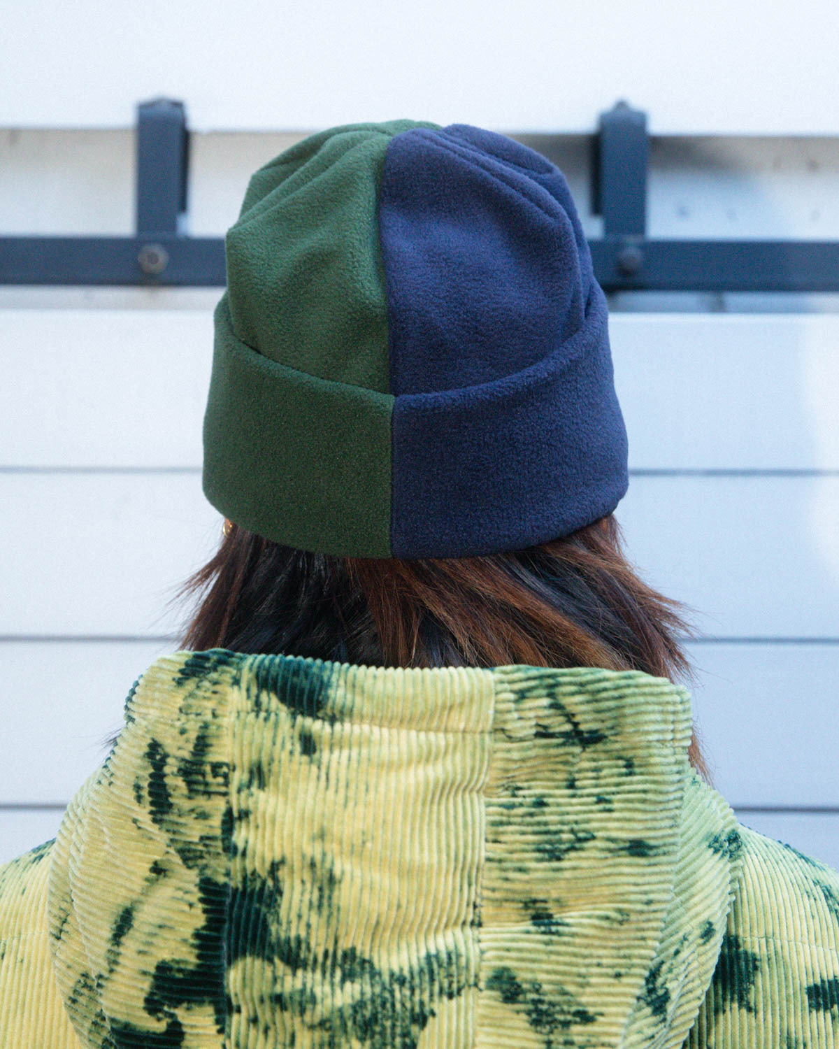 Organic Panel Polar Fleece Beanie - Navy/Olive - 9