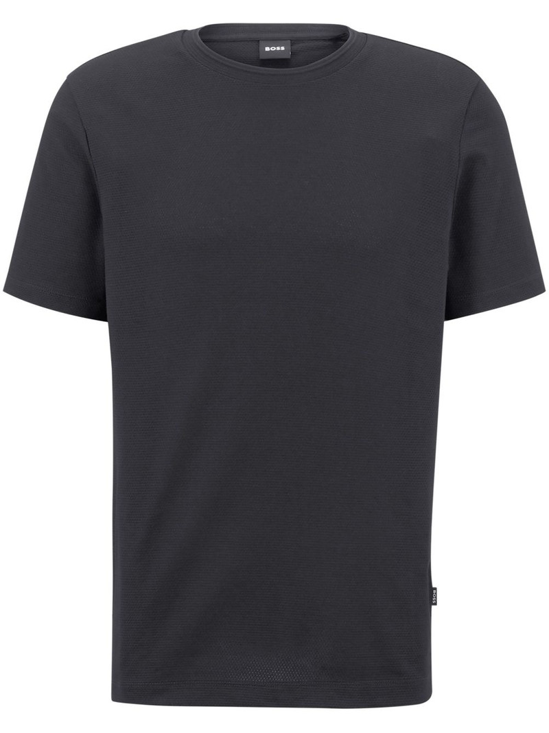 logo-tag bubble-jacquard cotton T-shirt 1