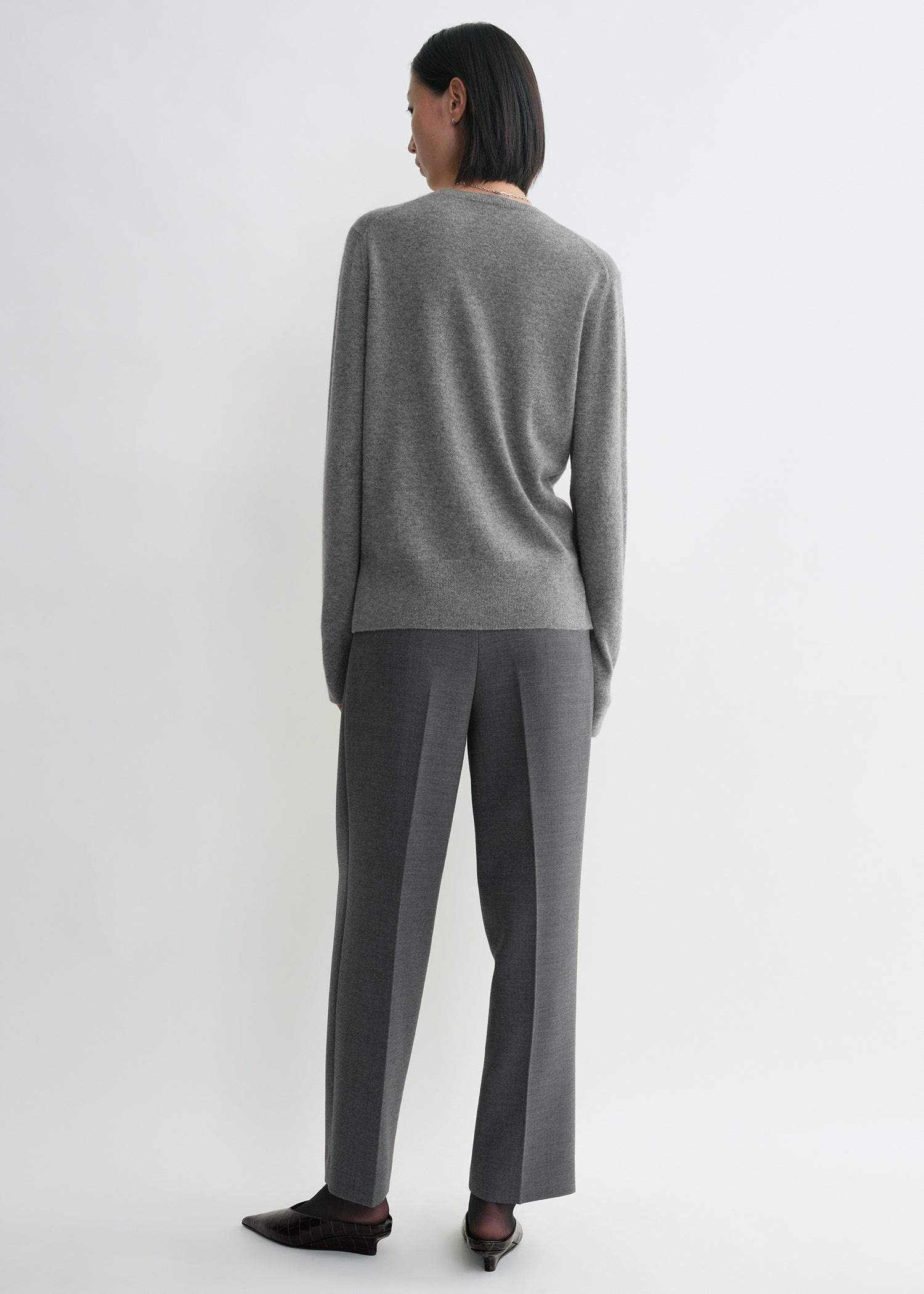 Crew-neck cashmere knit grey melange - 4