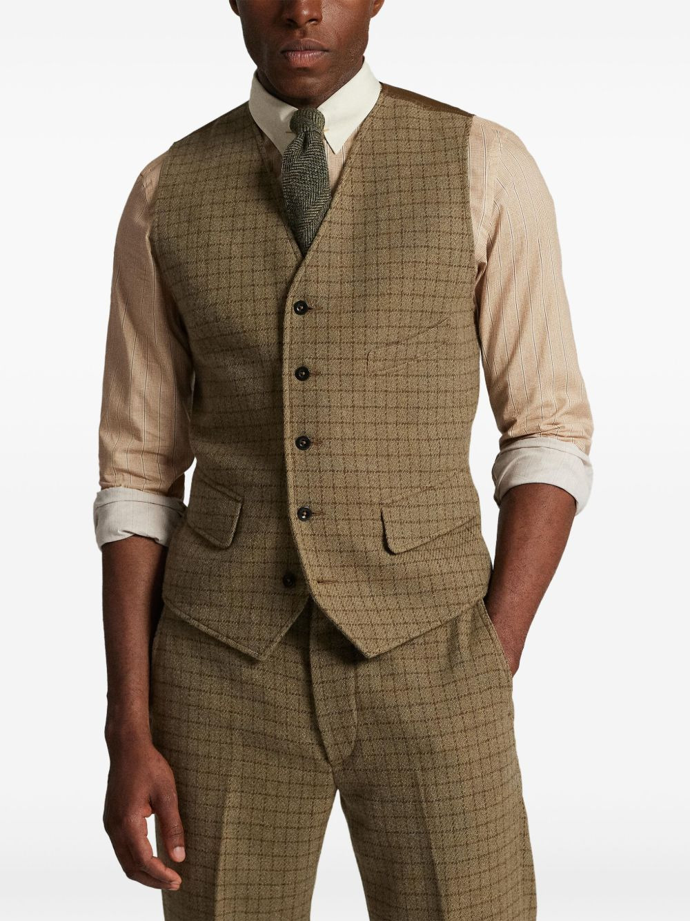 checked wool waistcoat - 4
