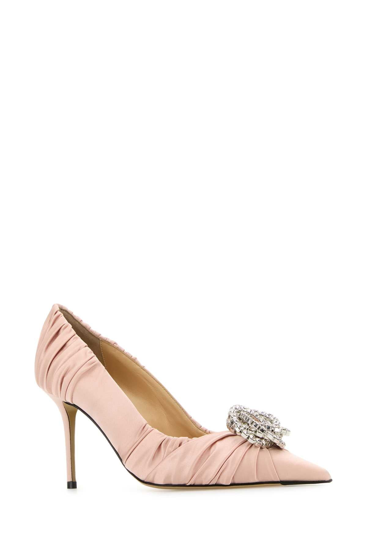 Mach&Mach Women Powder Pink Satin Pumps - 2
