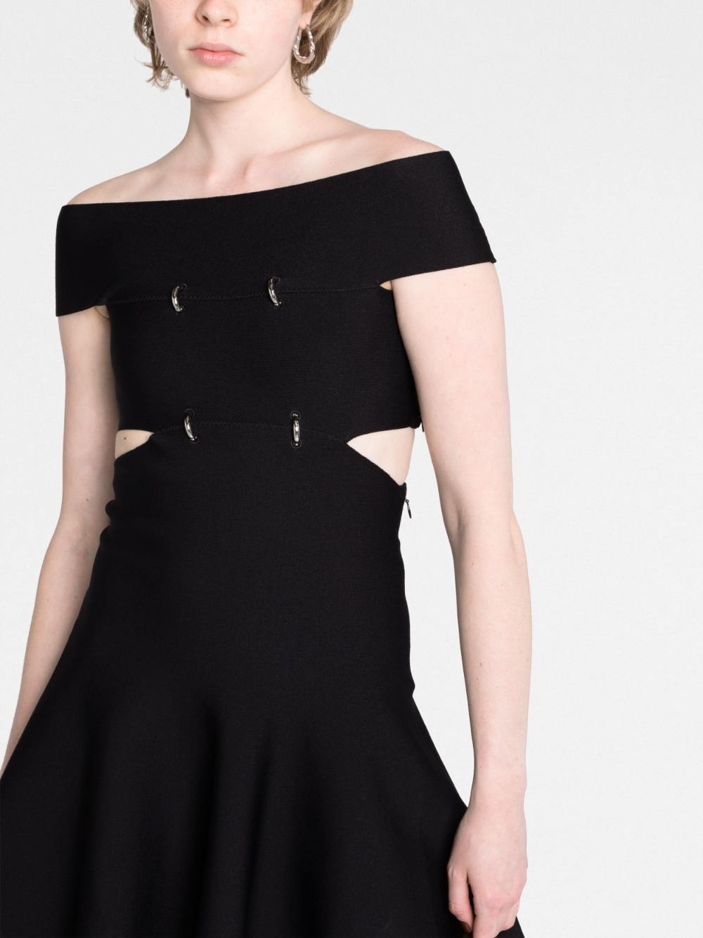 cut-out off-shoulder flared mini dress - 5