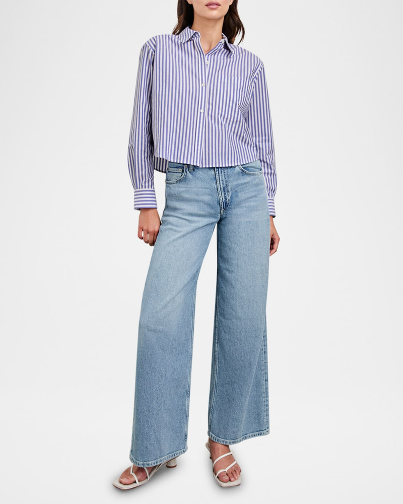Rails Ramy Striped Cropped Button-Front Shirt outlook