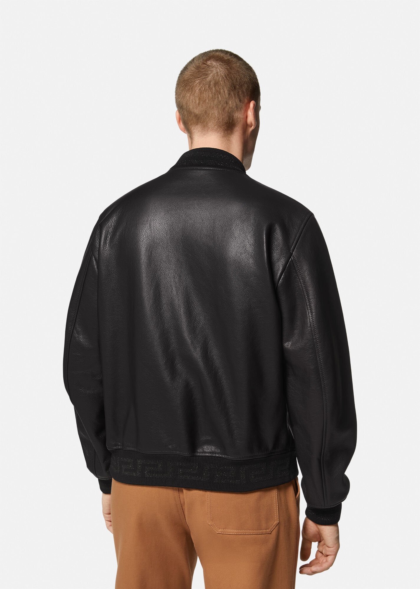 Greca Leather Bomber Jacket - 4