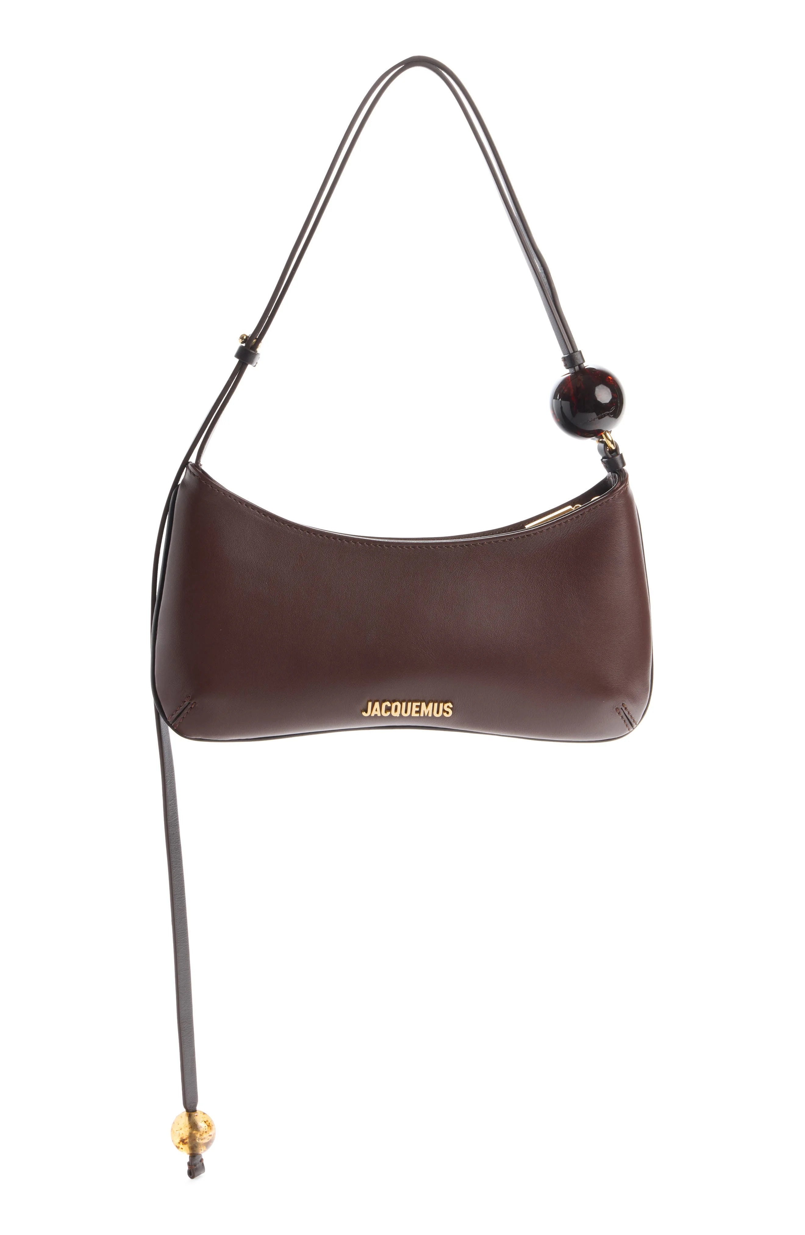 Jacquemus Le Bisou Perle Leather Shoulder Bag in Medium Brown 855 at Nordstrom - 1