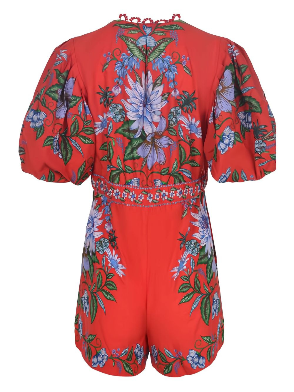 puff-sleeve floral-print jumpsuit - 2
