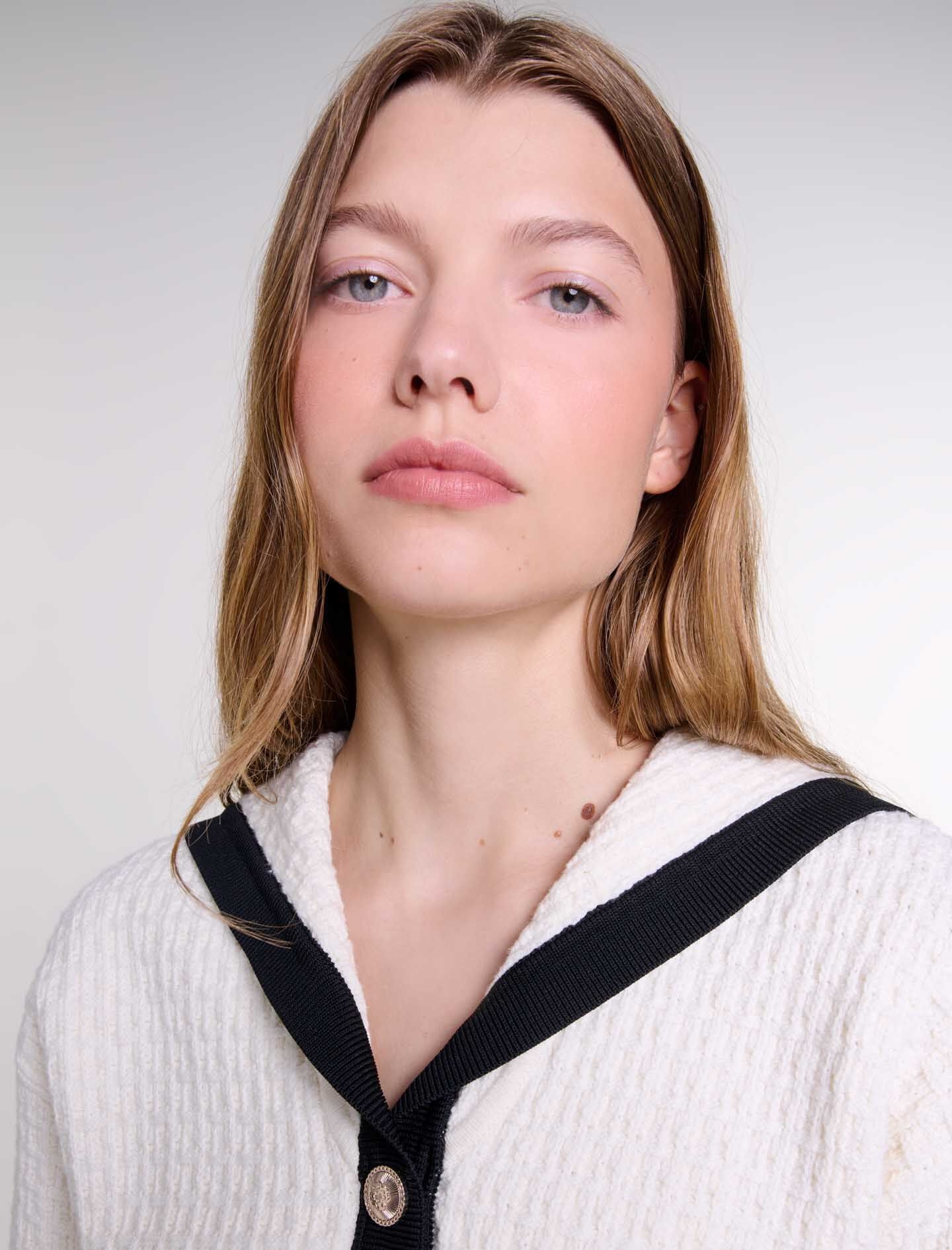 Contrast collar cardigan - 6