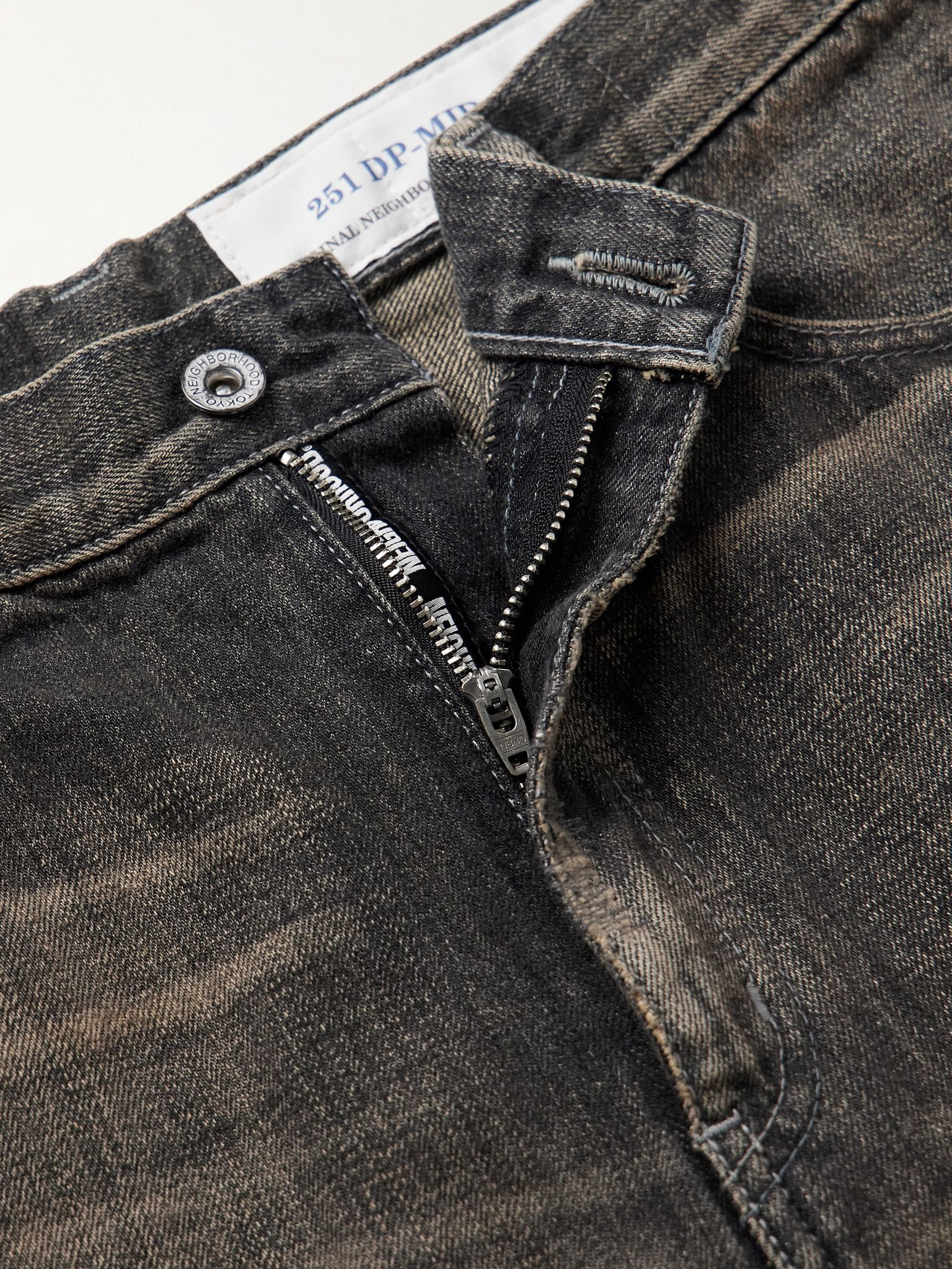 Savage Slim-Fit Straight-Leg Distressed Selvedge Jeans Black - 6