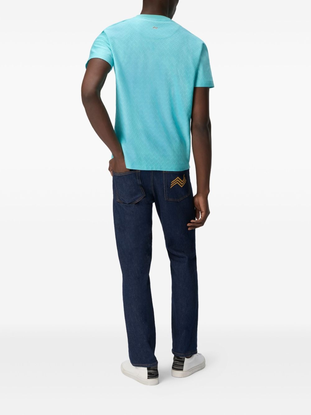 tonal-zigzag cotton T-shirt - 3