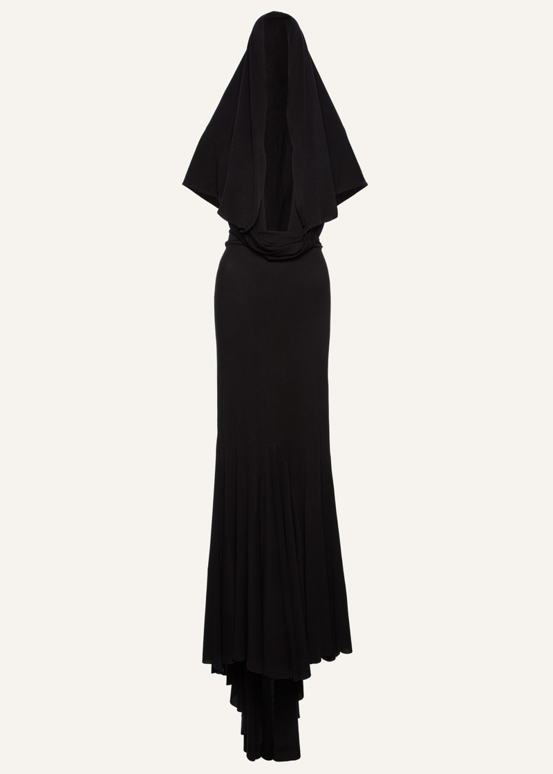 후드 draped stretch-silk 가운 한국어 - 1