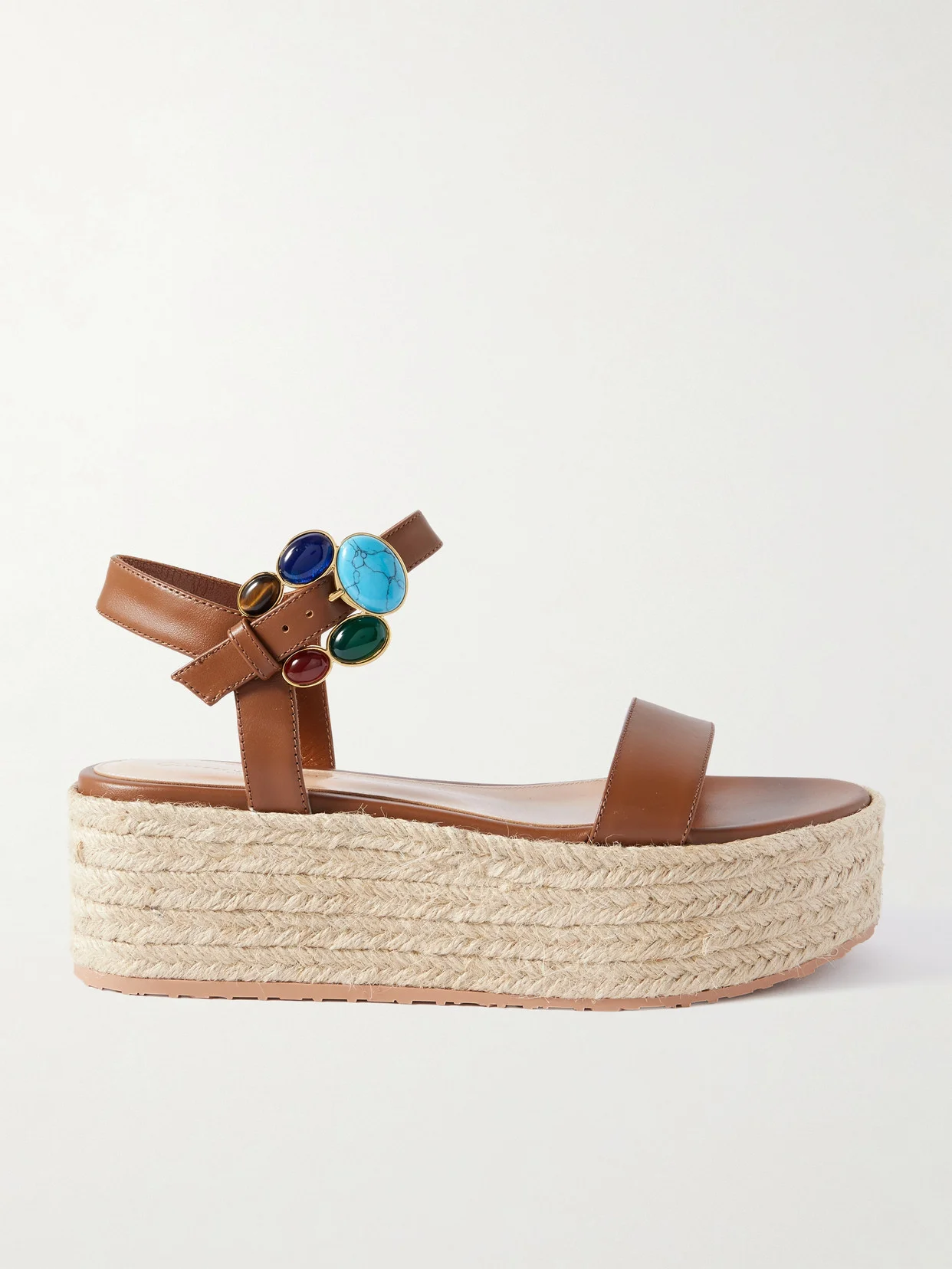 40 Embellished Leather Platform Espadrille Sandals - 1