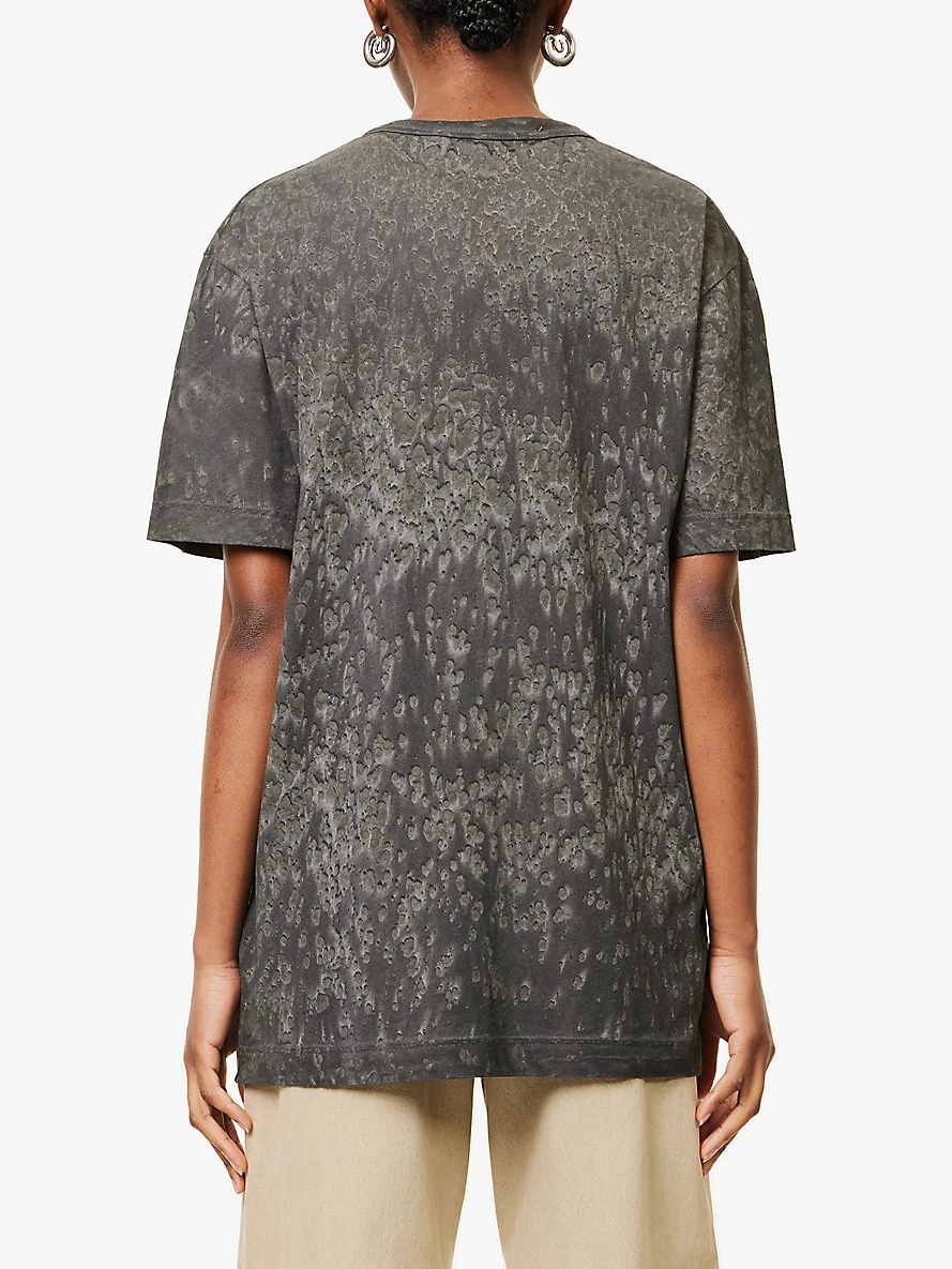 Splatter-wash short-sleeve cotton and hemp-blend jersey T-shirt - 4